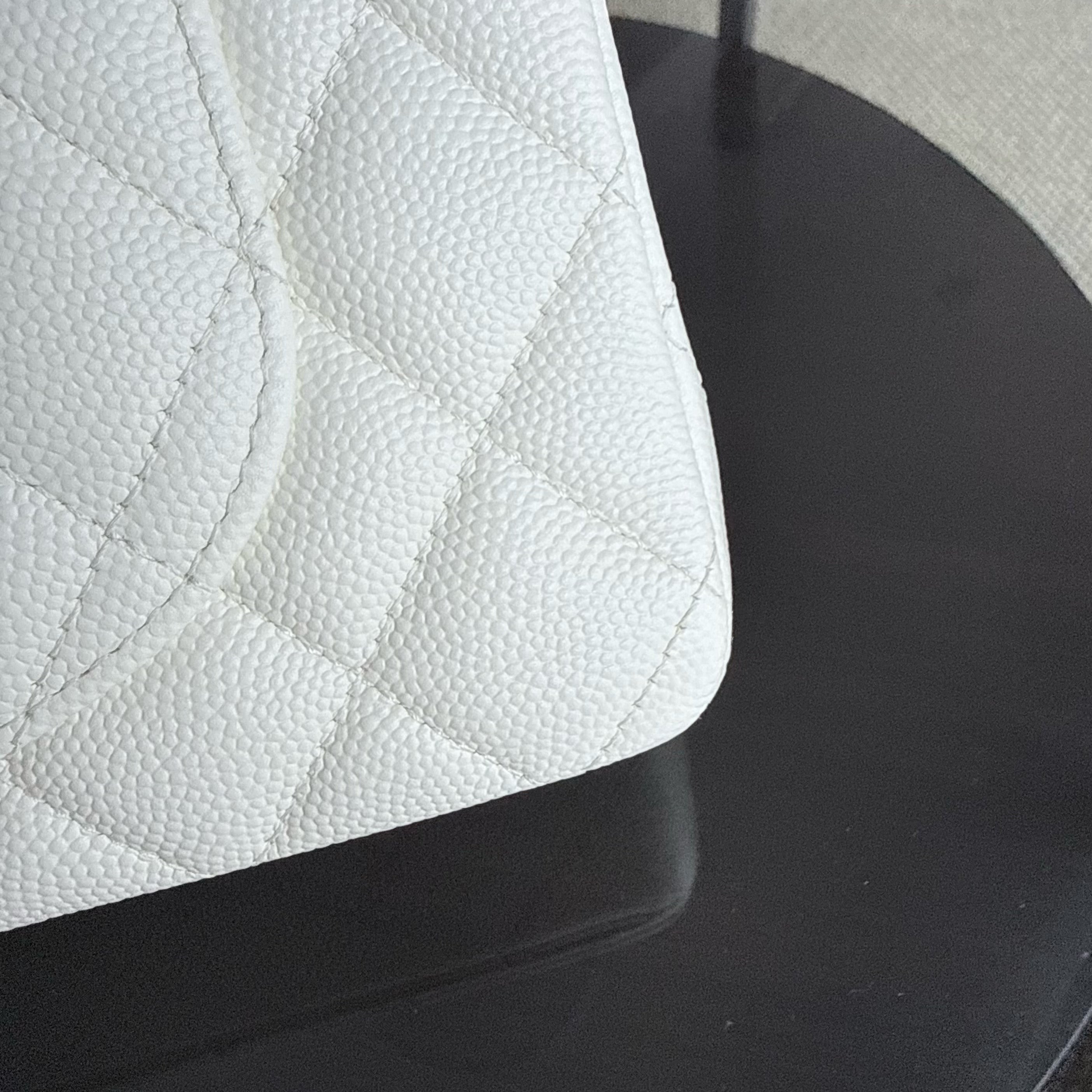 Chanel Classic Flap Small - Caviar 23CM Quilted White Light Gold Hardware Microchip