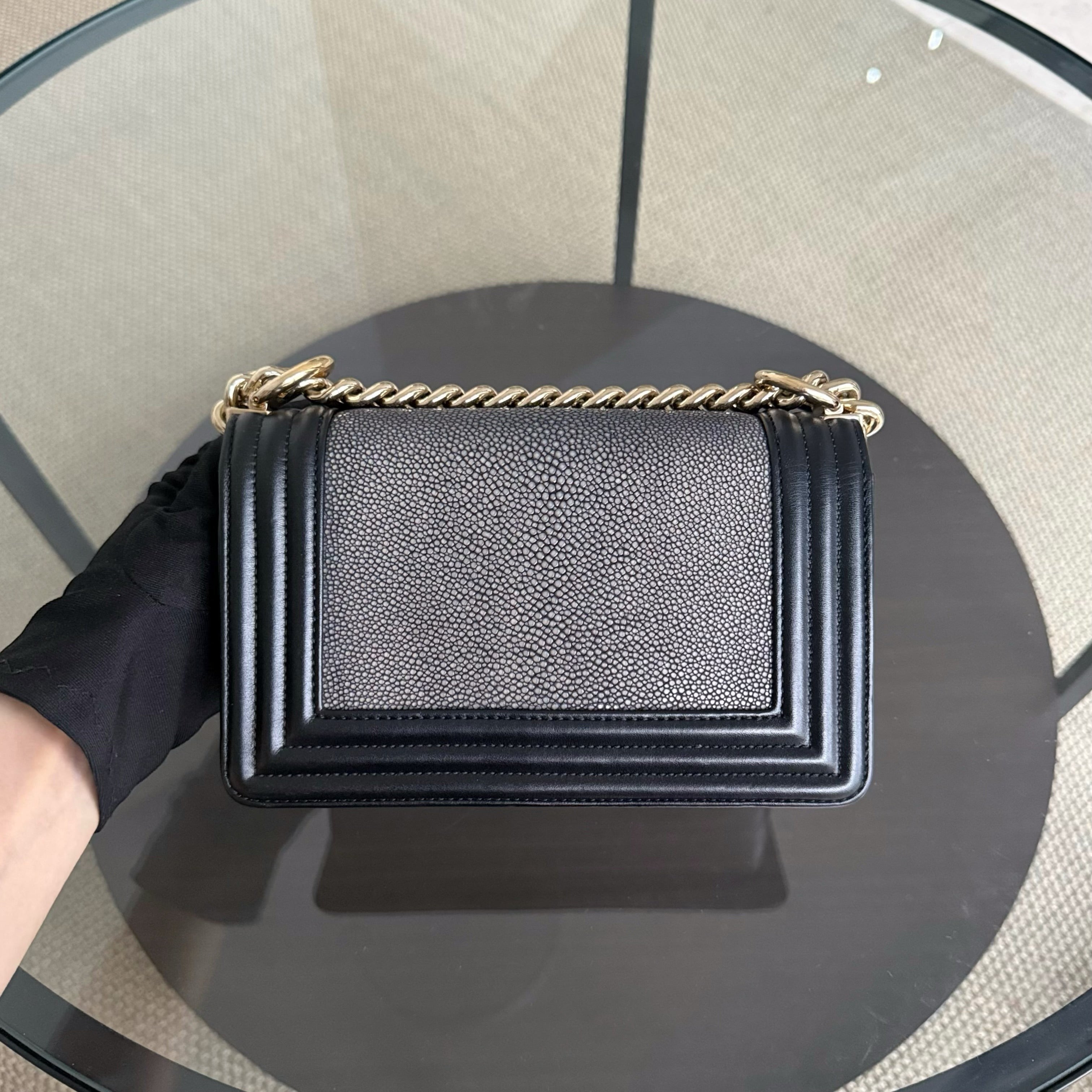 Chanel Boy Small - 20CM Stingray Black Gold Hardware Series 27