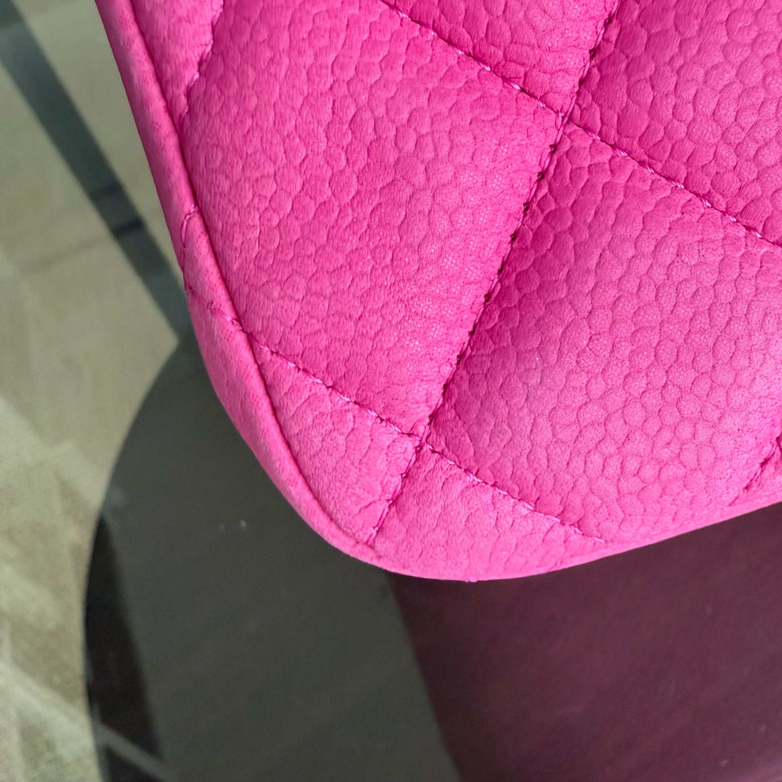 Chanel Classic Flap Jumbo - Caviar 30CM Double Flap Quilted Pink Grained Calfskin Silver Hardware Series 18