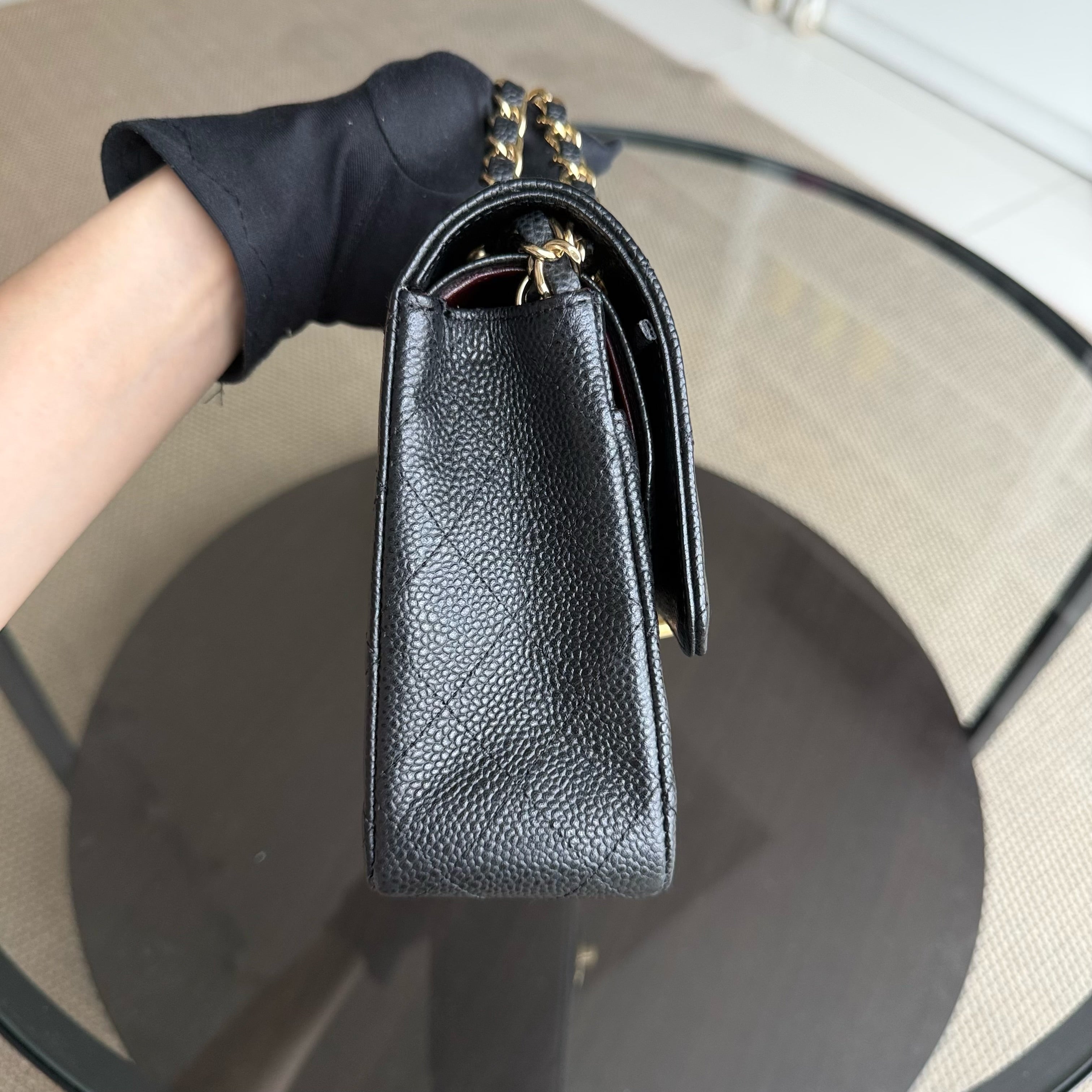 Chanel Classic Flap Medium - Caviar 25CM Quilted Black Gold Hardware Series 17