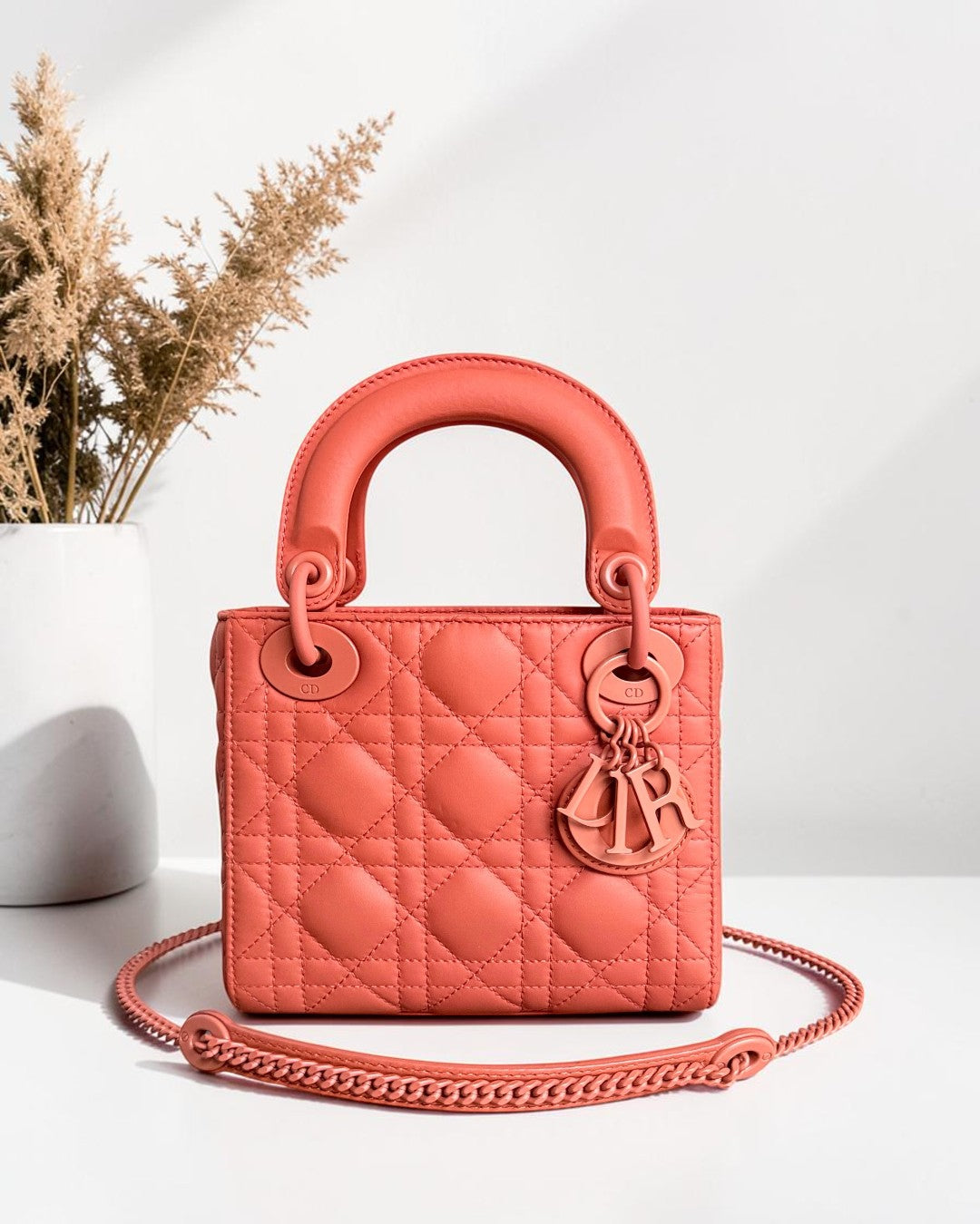 Dior Lady Mini - Cannage Calfskin So Caramel Matte Hardware Chain Strap