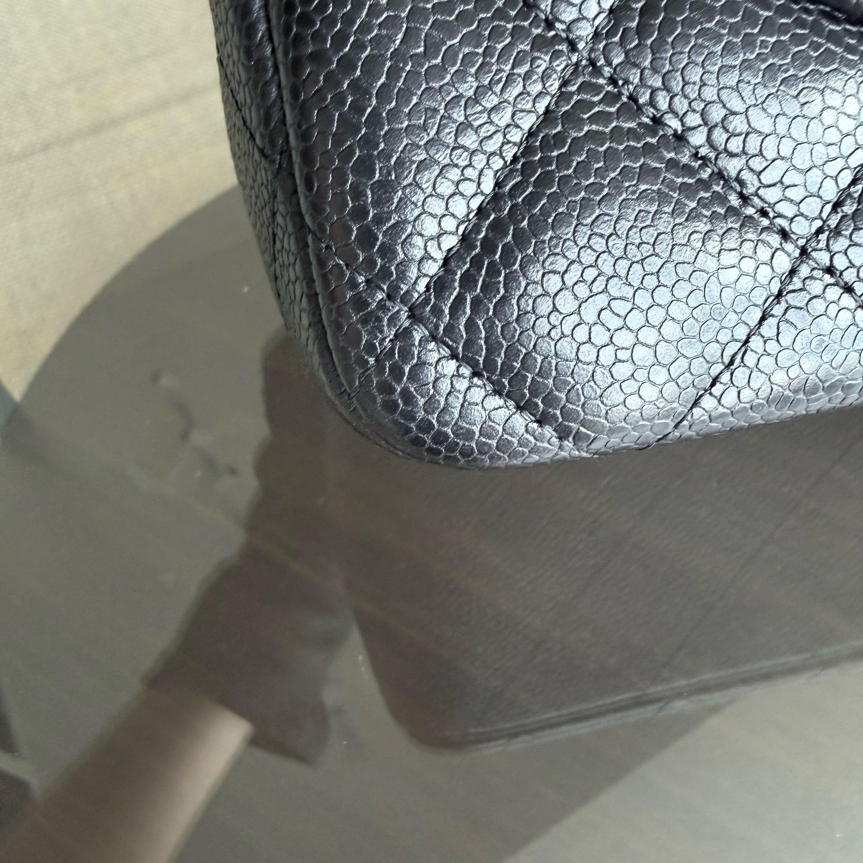 Chanel Classic Flap Jumbo - Caviar 30CM Single Flap Quilted Black Gold Hardware Series 13