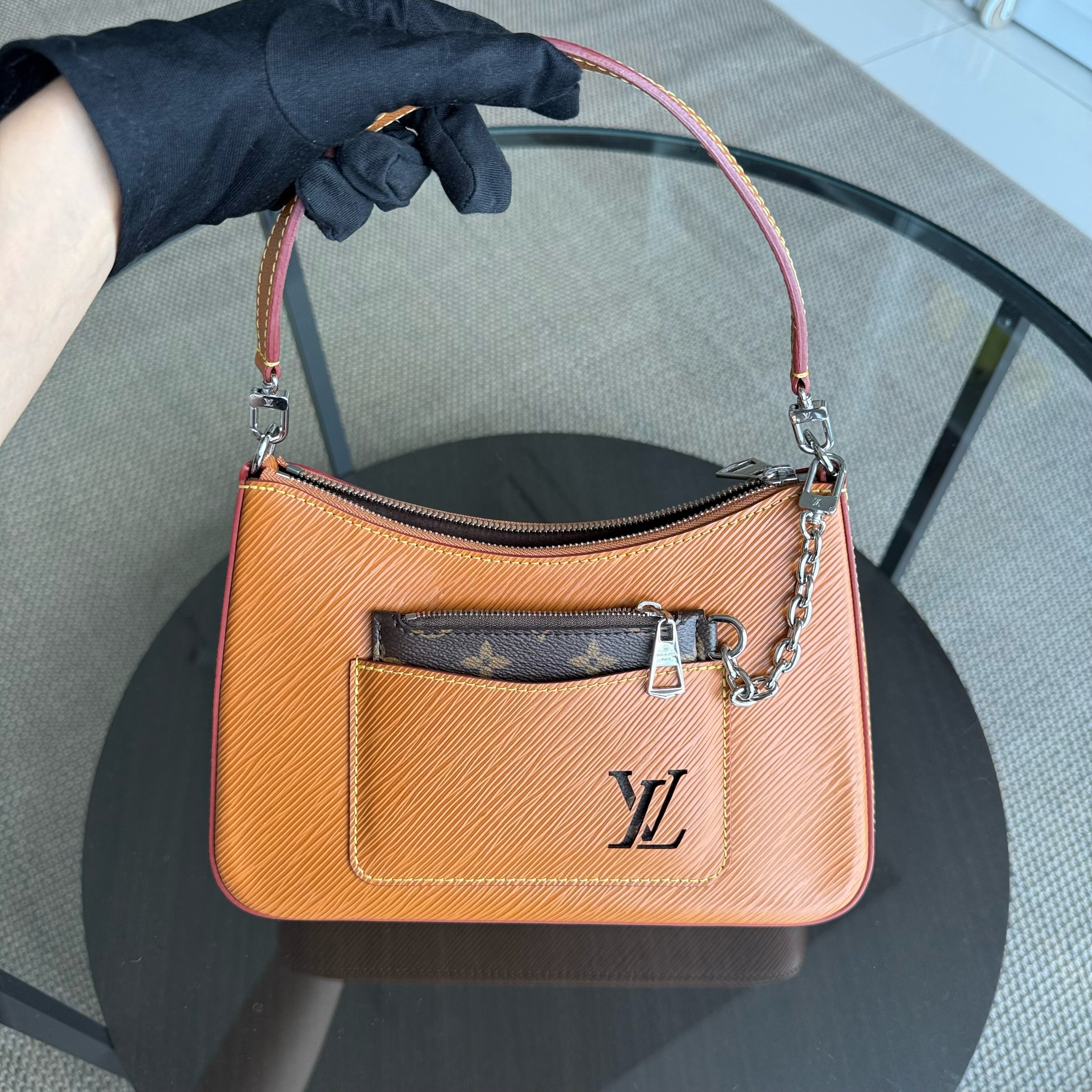 Louis Vuitton Marelle Gold Miel Epi Leather Monogram Pouch