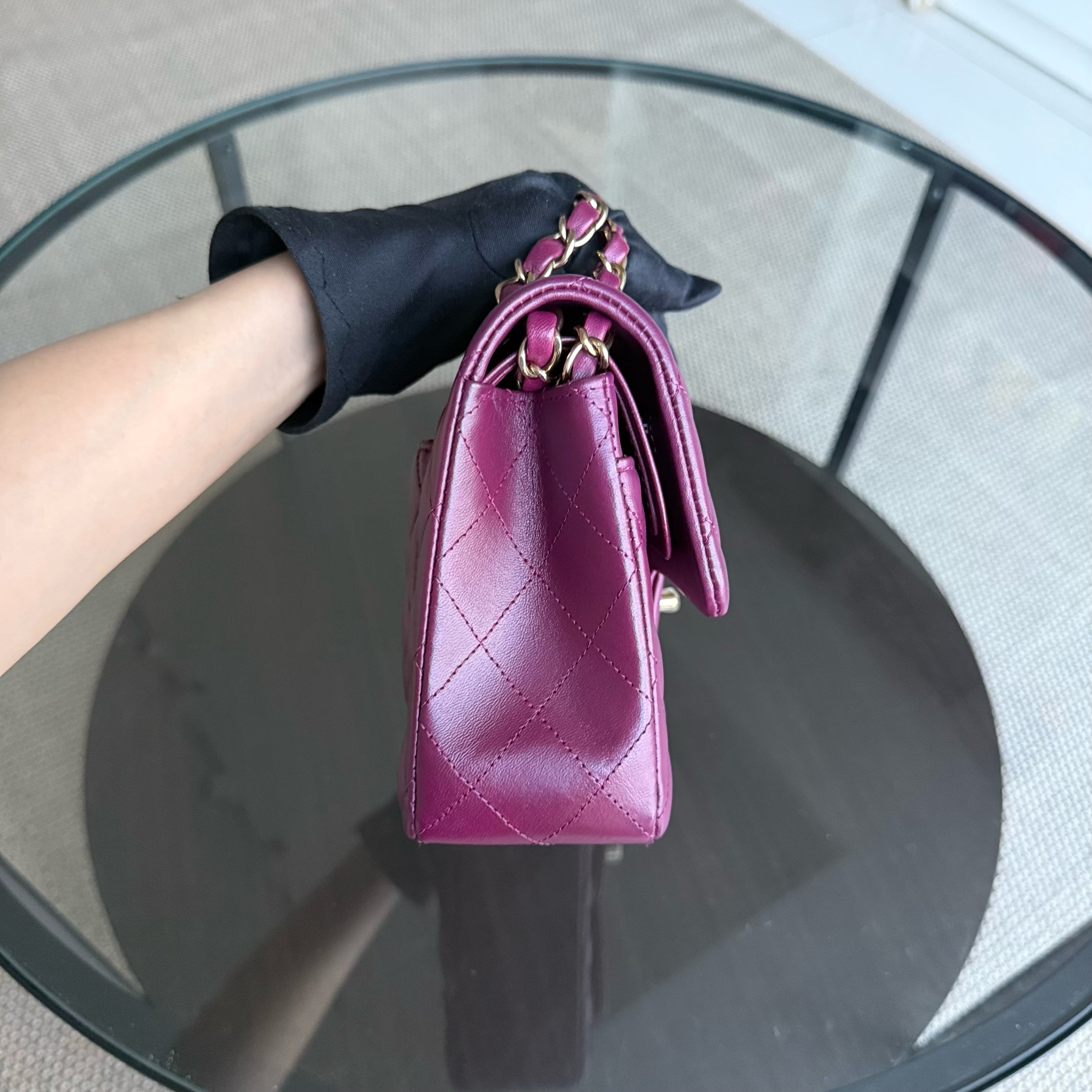 Chanel Classic Flap Small - Lambskin 23CM Quilted Purple Gold Hardware Microchip