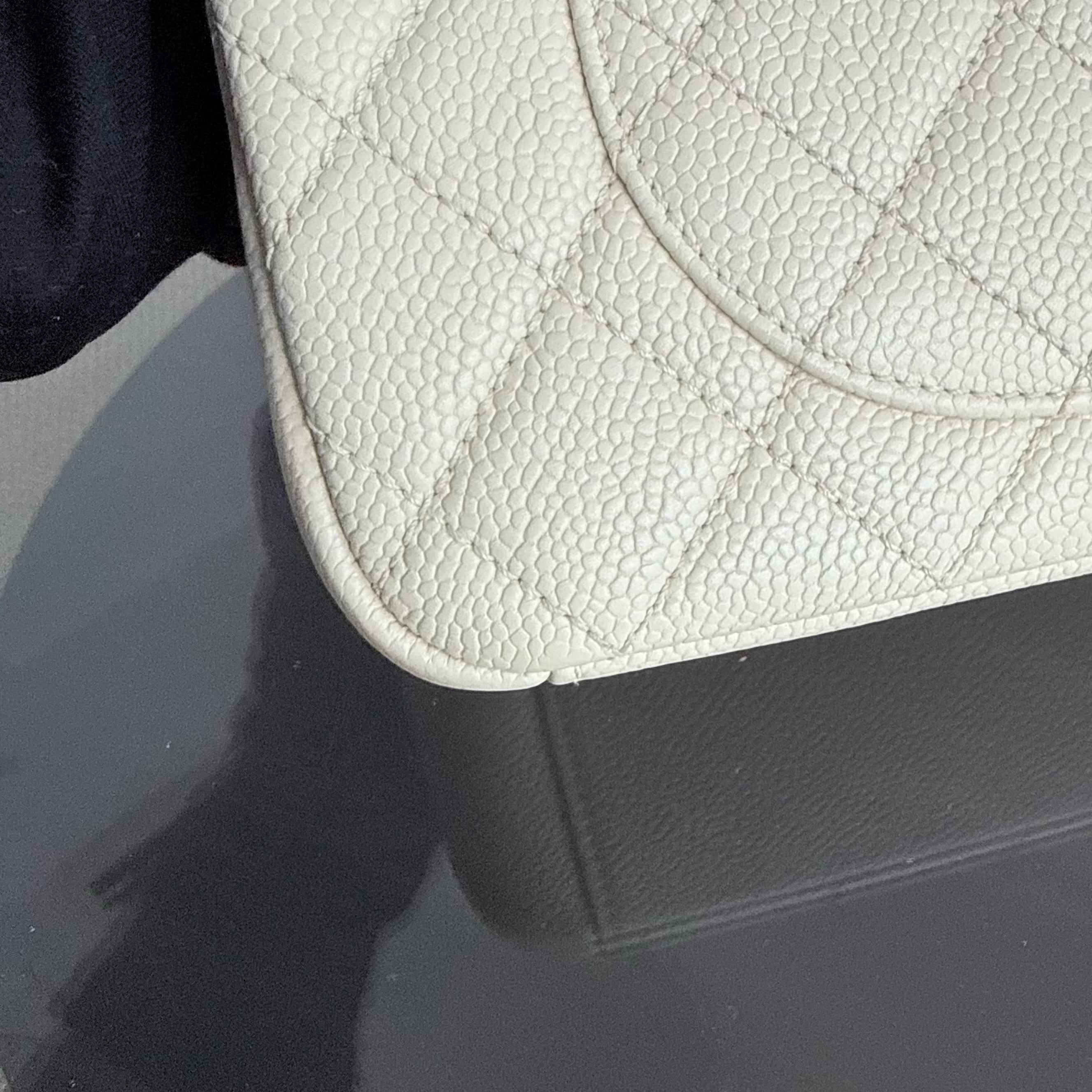 Chanel Filigree CC Medium - 25CM Caviar Quilted Ivory Light Beige Gold Hardware Series 22
