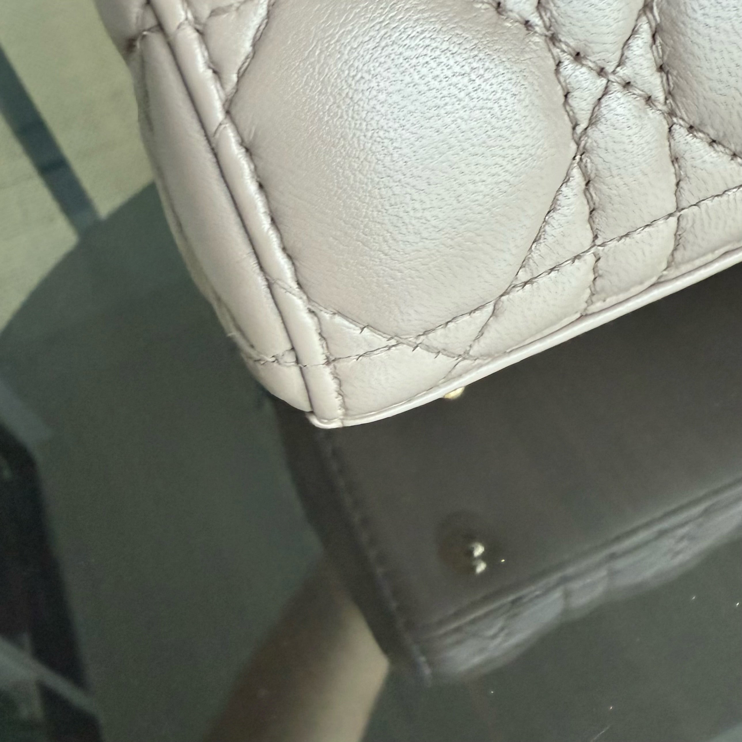 Dior Lady Small Flap - Cannage Lambskin Blush Pink Beige Gold Hardware