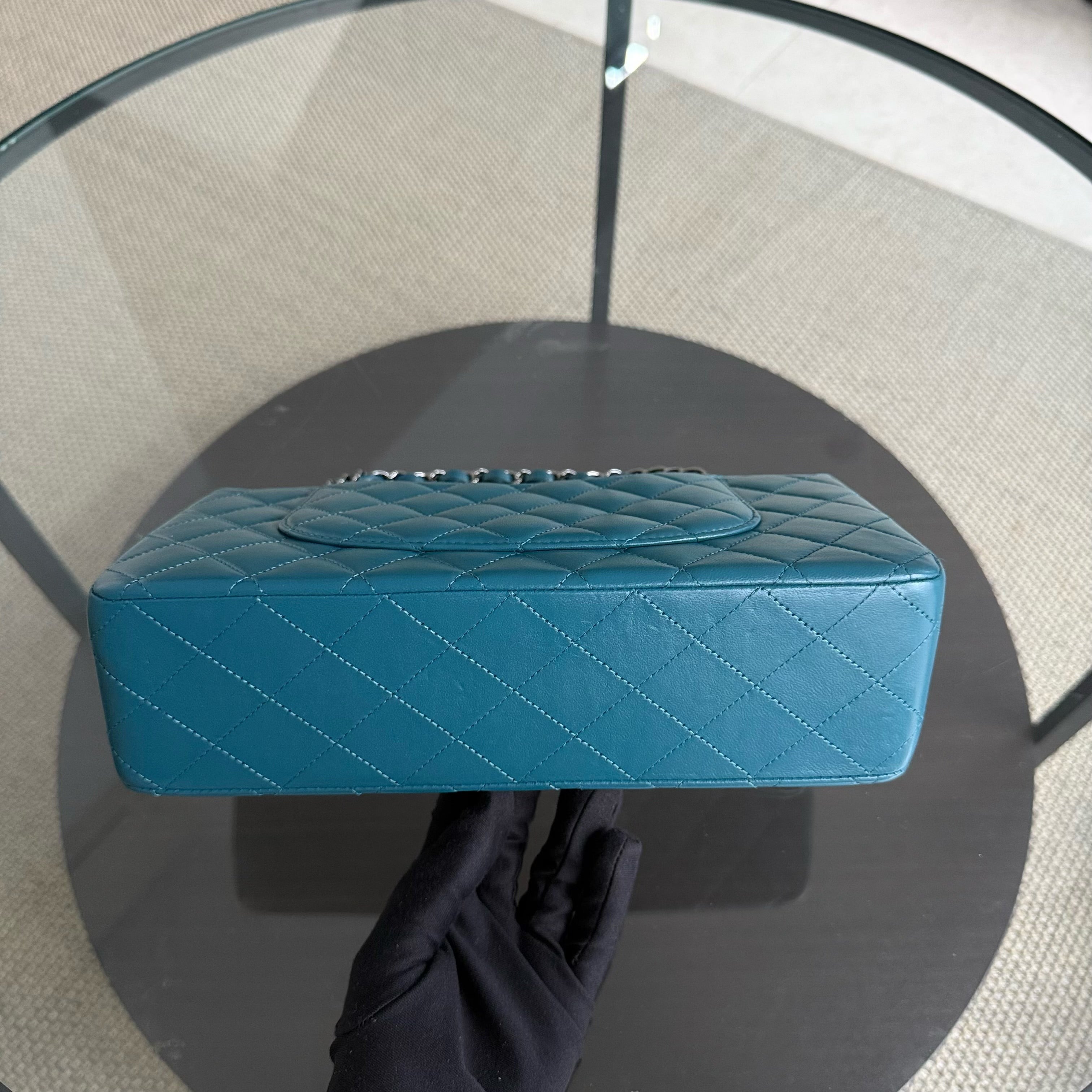 Chanel Classic Flap Medium - 25CM Lambskin Quilted Turquoise Dark Silver Hardware Series 15