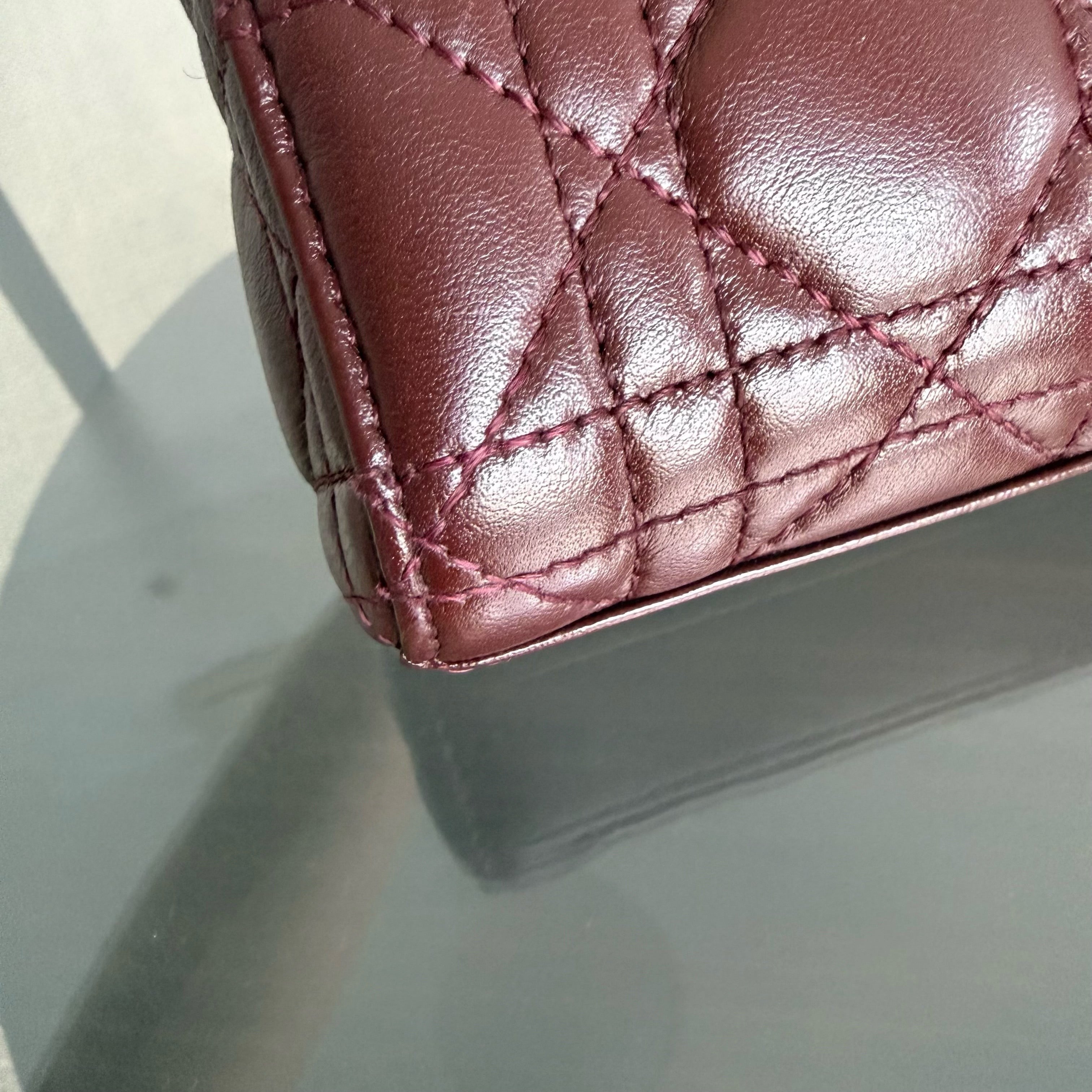 Dior D-Joy Medium - Cannage Lambskin Burgundy Gold Hardware