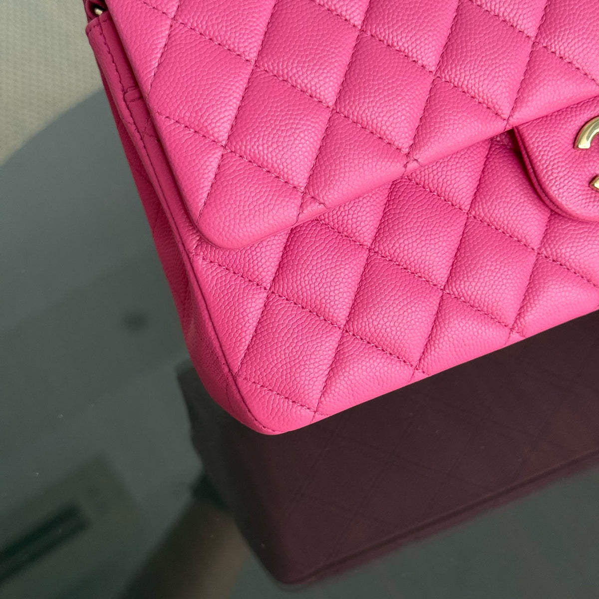 Chanel Classic Flap Medium - 25CM Quilted Caviar Pink Gold Hardware Series 27