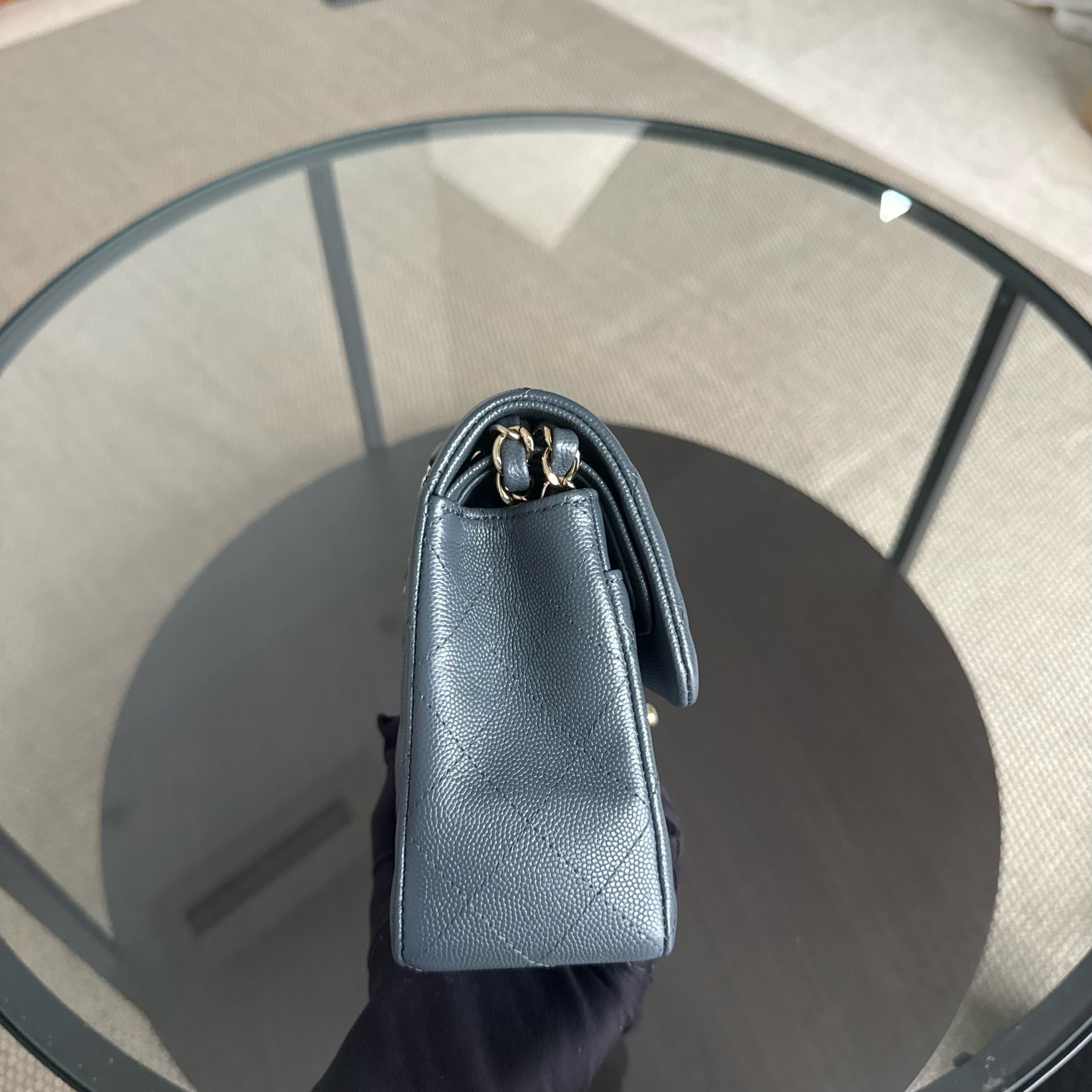 Chanel Classic Flap Small - Caviar 23CM Quilted Dark Gray Grey Gold Hardware Series 26