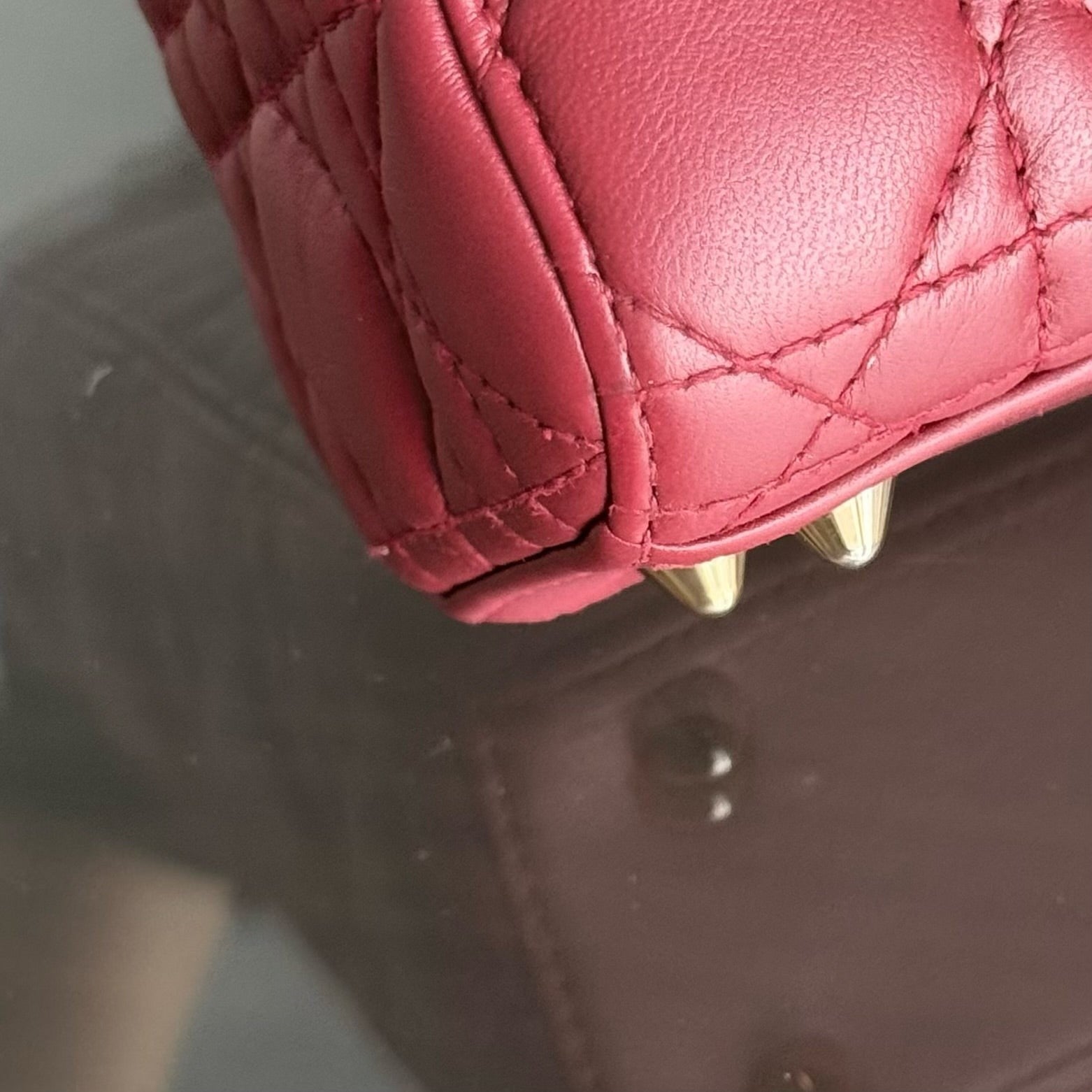 Dior Lady Small Flap - Cannage Lambskin Dark Red Burgundy Gold Hardware