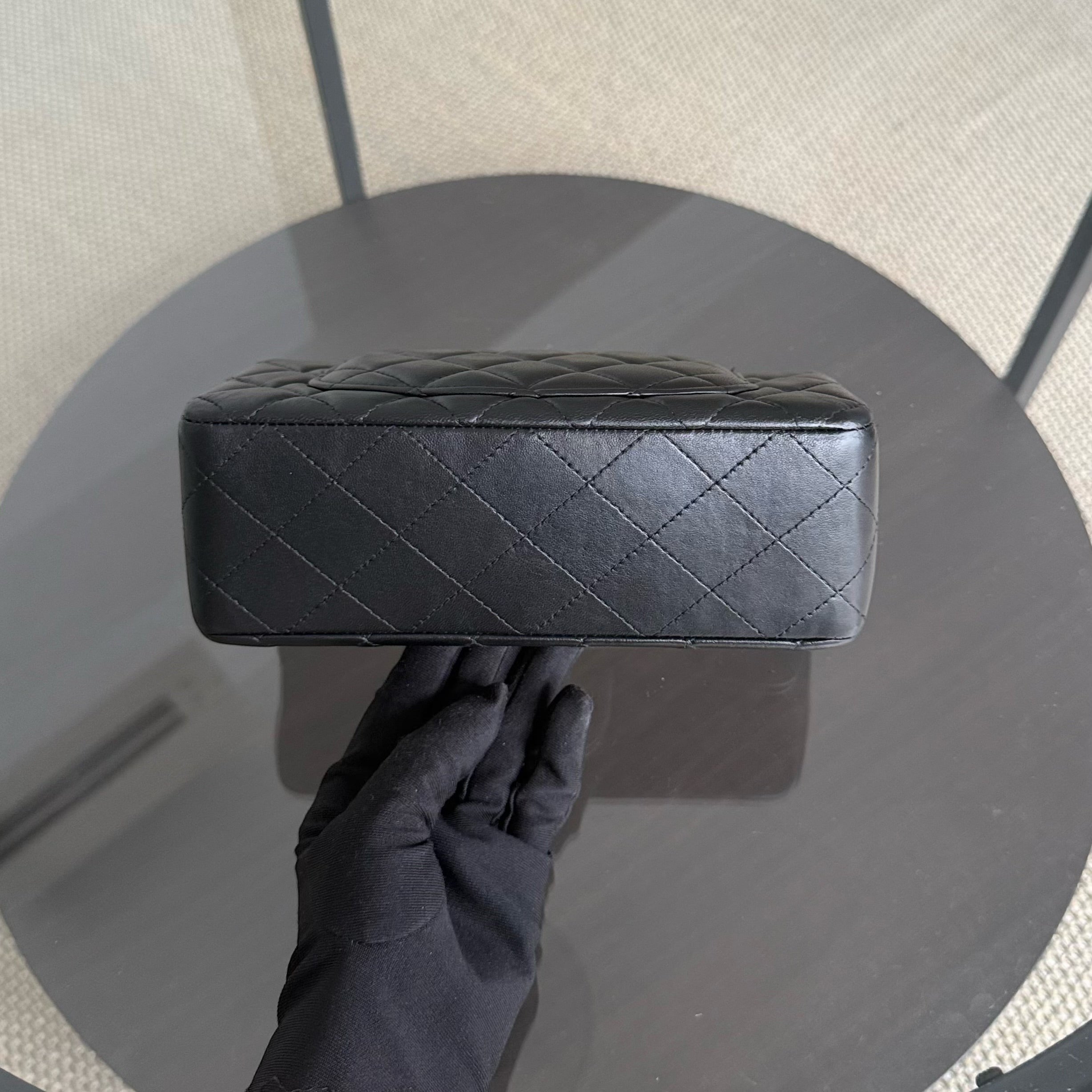 Chanel Mini Rectangle Classic Flap - 20CM Lamskin Quilted Black Gold Hardware Series 20