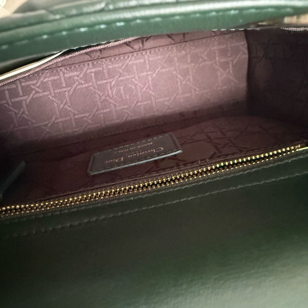 Dior Lady Small Flap - Cannage Lambskin Dark Green Gold Hardware