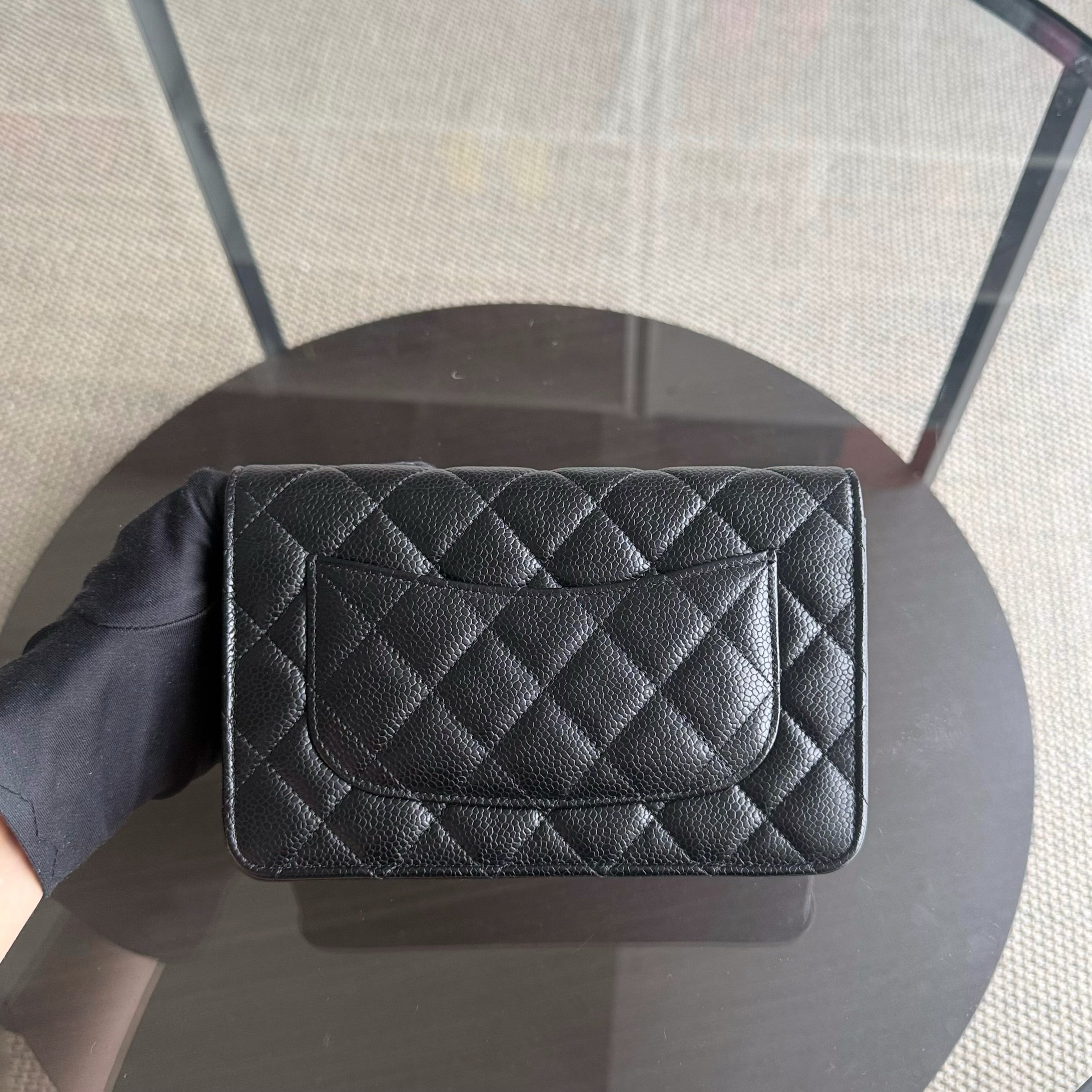 Chanel WOC - Bag Wallet On Chain Quilted Caviar Black Silver Hardware Microchip