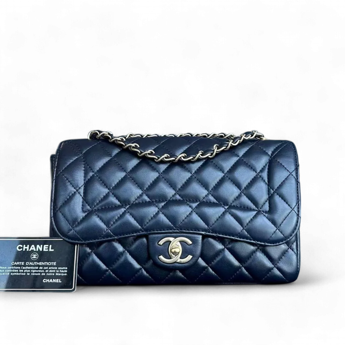 Chanel Chic Flap - Medium 25CM Quilted Lambskin Dark Blue Golden Hardware Series 21