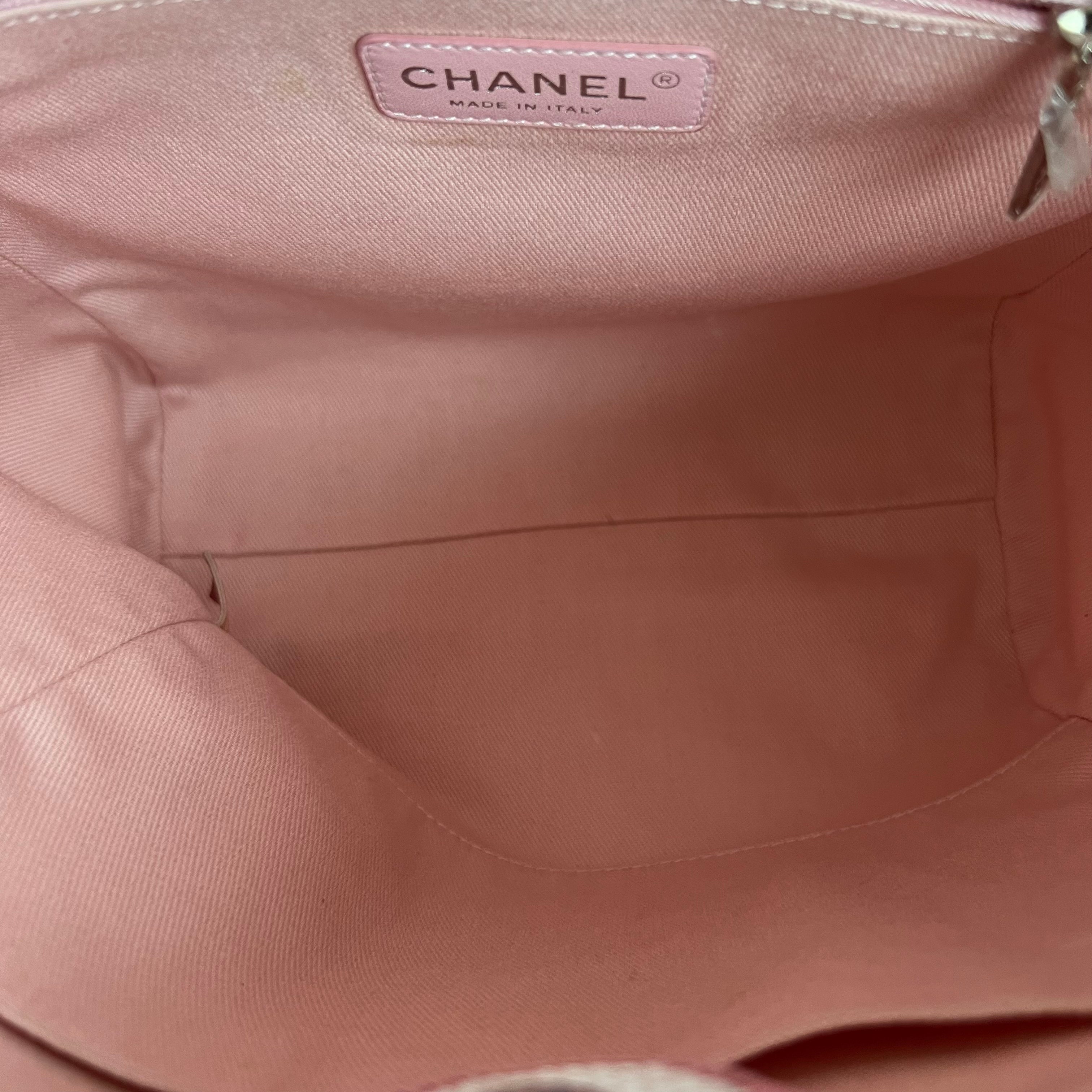 Chanel Deauville Mini - Tote Pink Fabric Silver Hardware Series 21