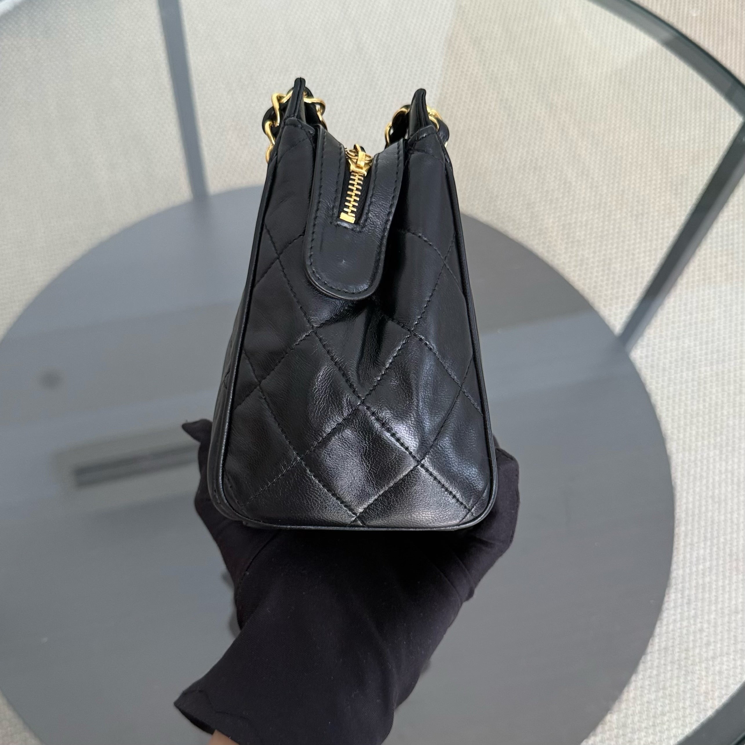 Chanel Clutch With Chain - Lambskin Quilted Black 24K Gold Hardware Series 3