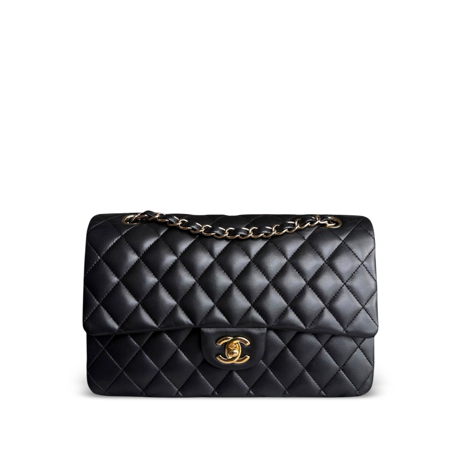 Chanel Classic Flap Medium - 25CM Quilted Lambskin Black Gold Hardware Series 16