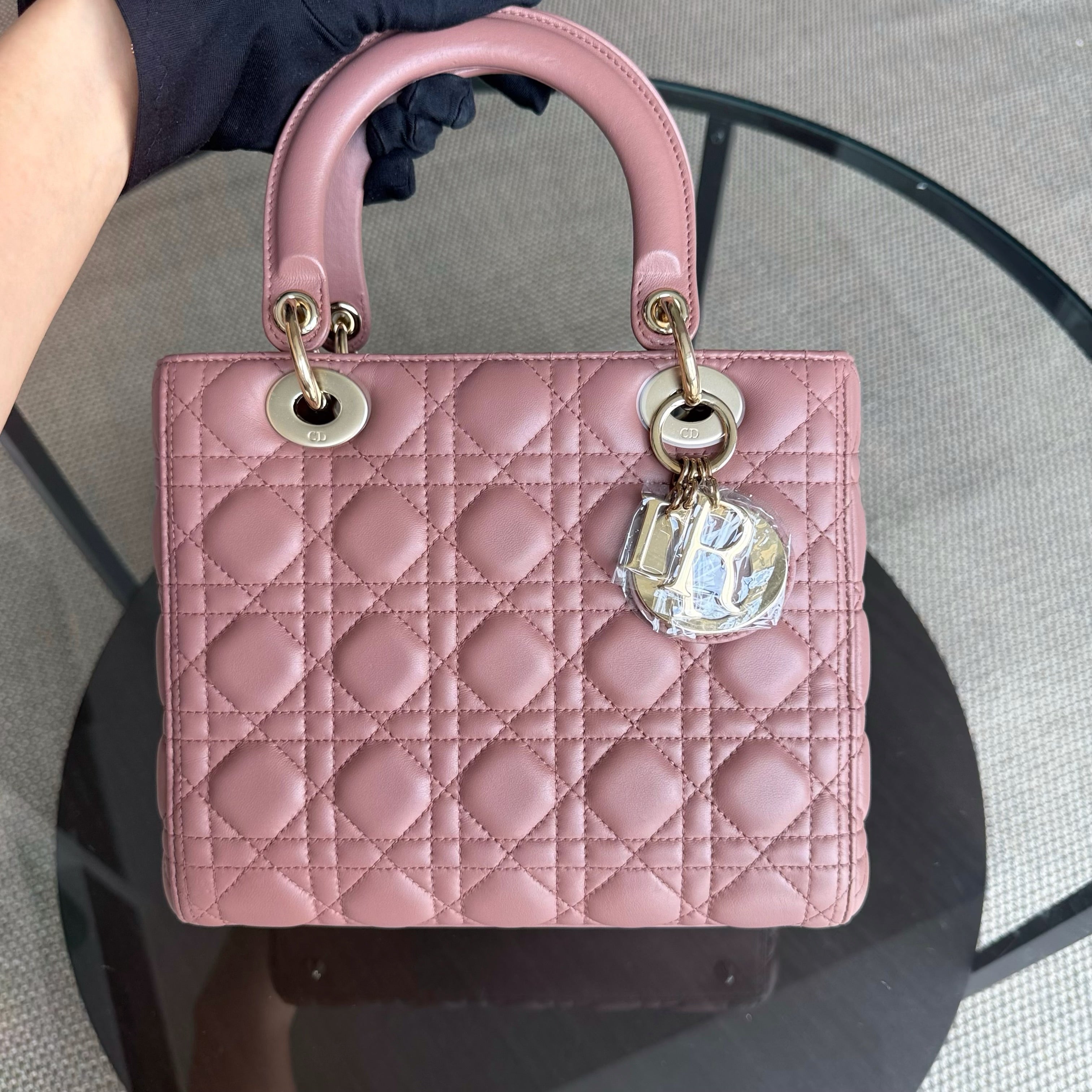 Dior Lady Medium - Cannage Lambskin Blush Gold Hardware NO STRAP