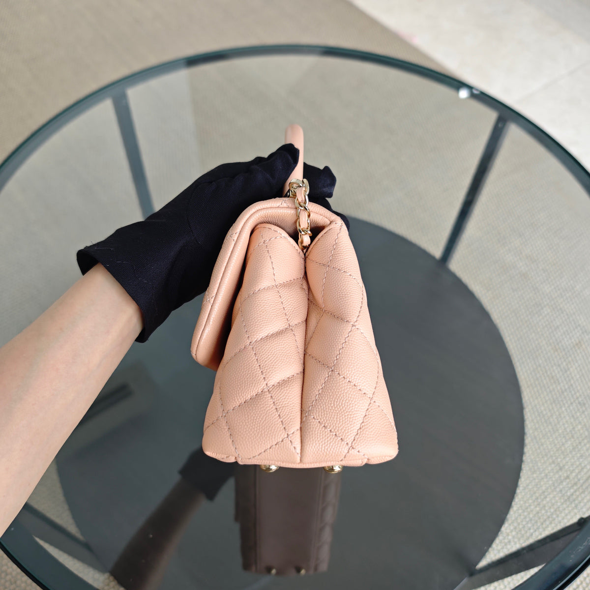 Chanel Coco Handle Small - Caviar Quilted Beige Gold Hardware Series 31