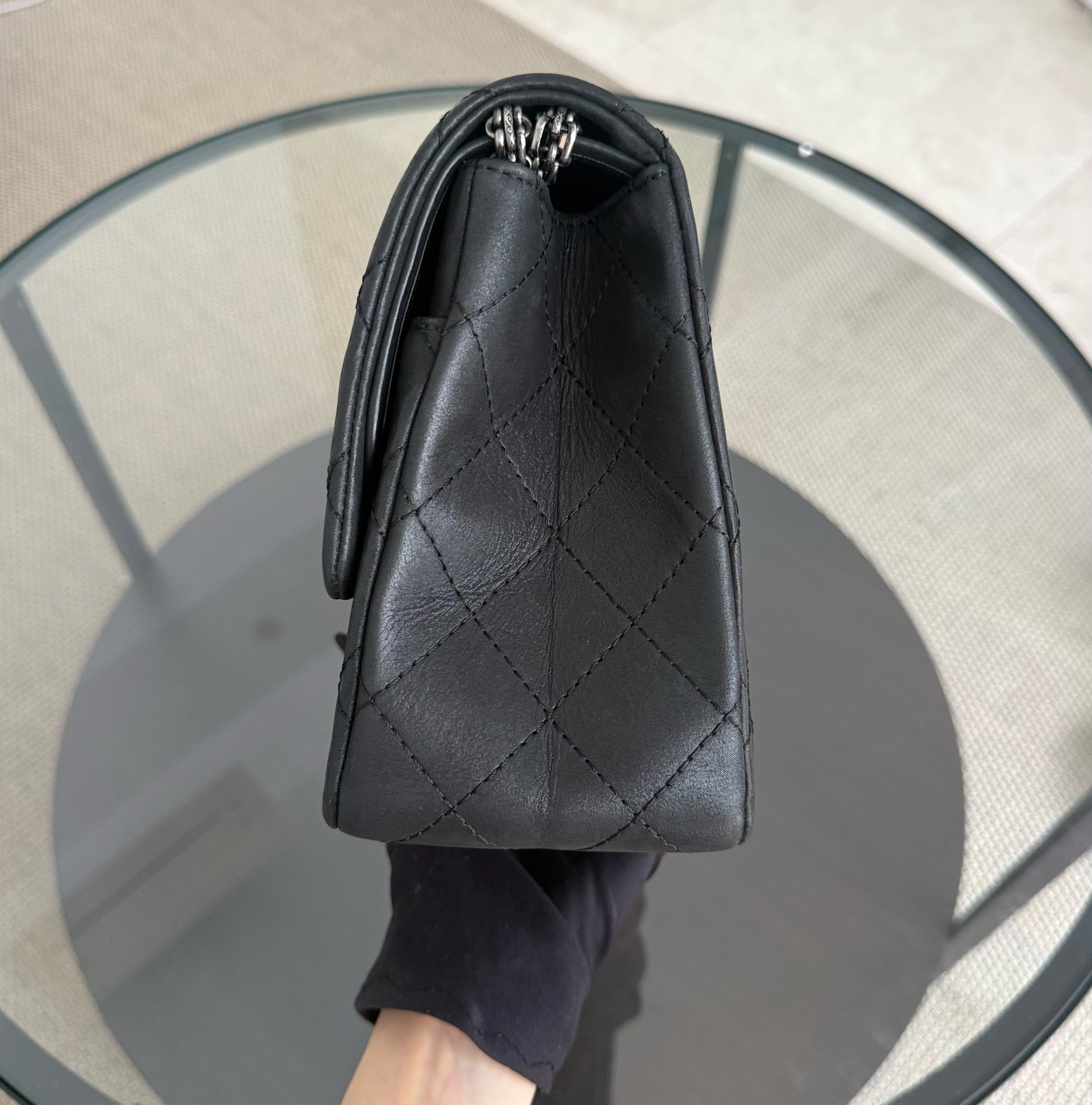 Chanel 2.55 Reissue 227 Large - Cannage Calfskin Black Ruthenium Silver Hardware Series 14