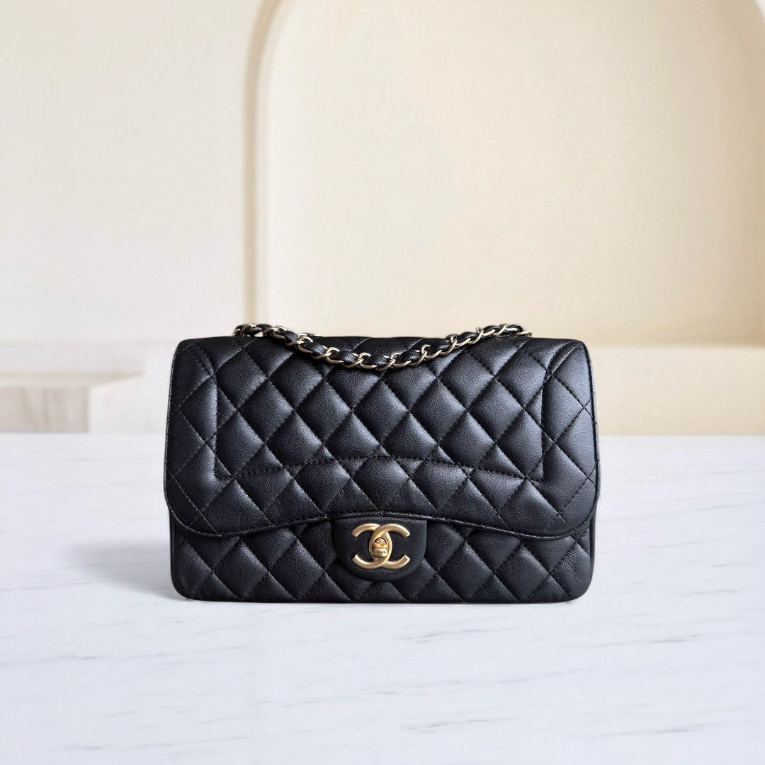 Chanel Chic Flap Seasonal Flap Medium - 25CM Quilted Lambskin Black Gold Hardware Series 21