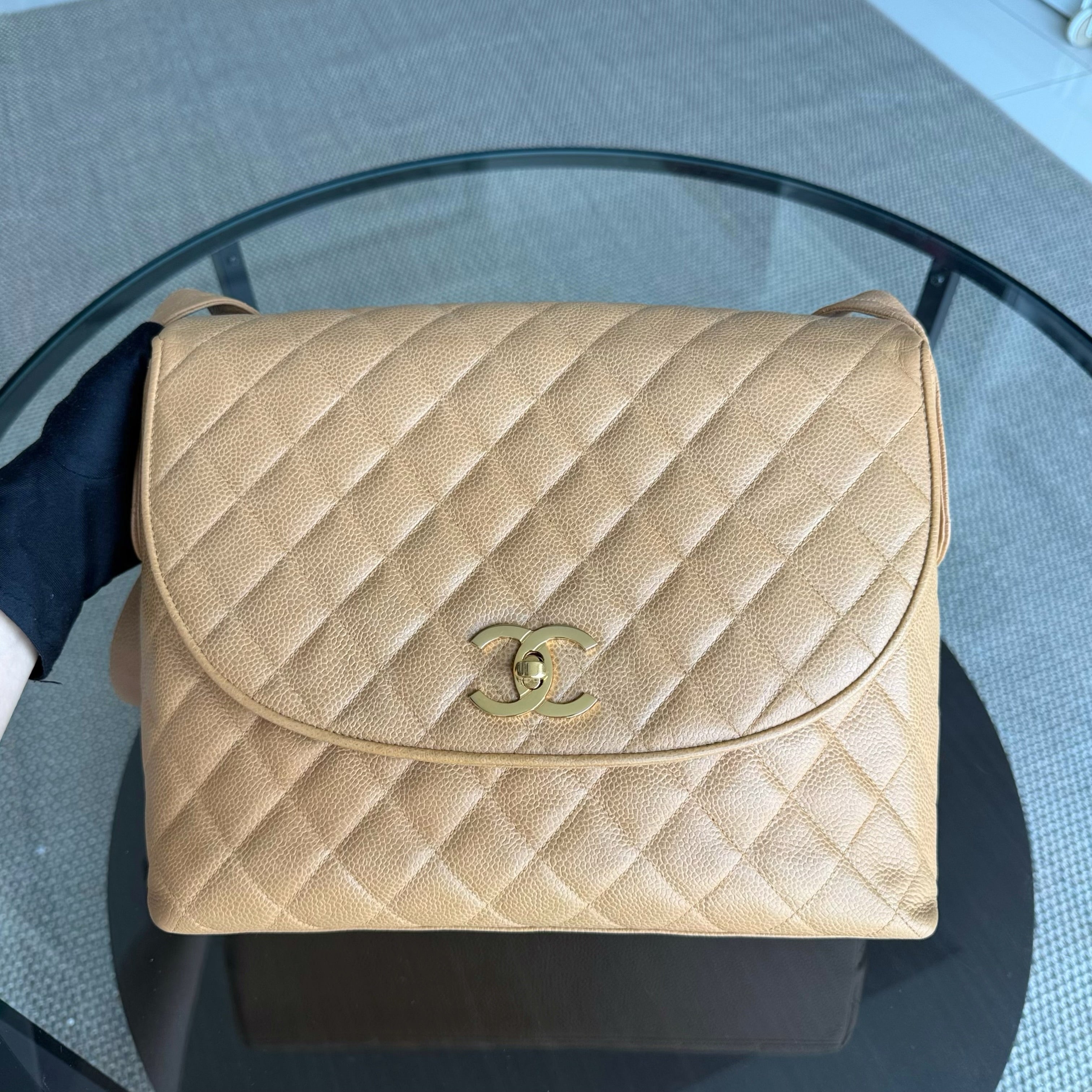 Chanel Tote - Caviar Quilted Beige Gold Hardware Series 2