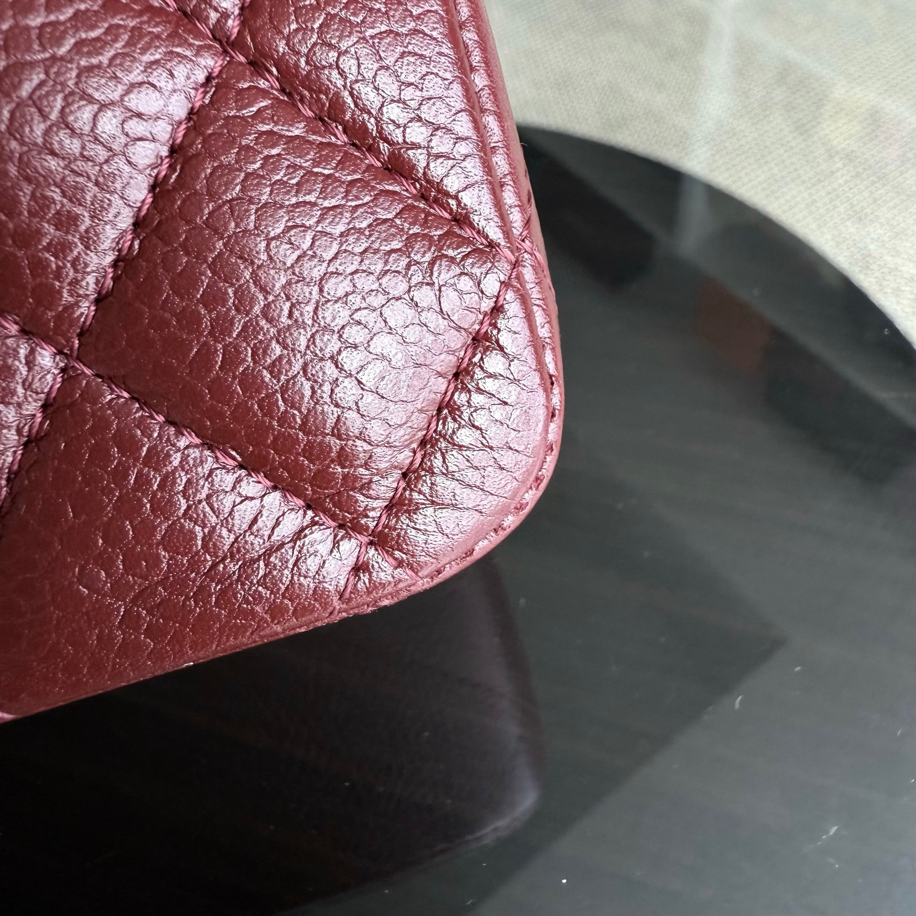 Chanel Classic Flap Medium - Caviar 25CM Quilted Grained Calfskin Burgundy Dark Red Silver Hardware Series 18