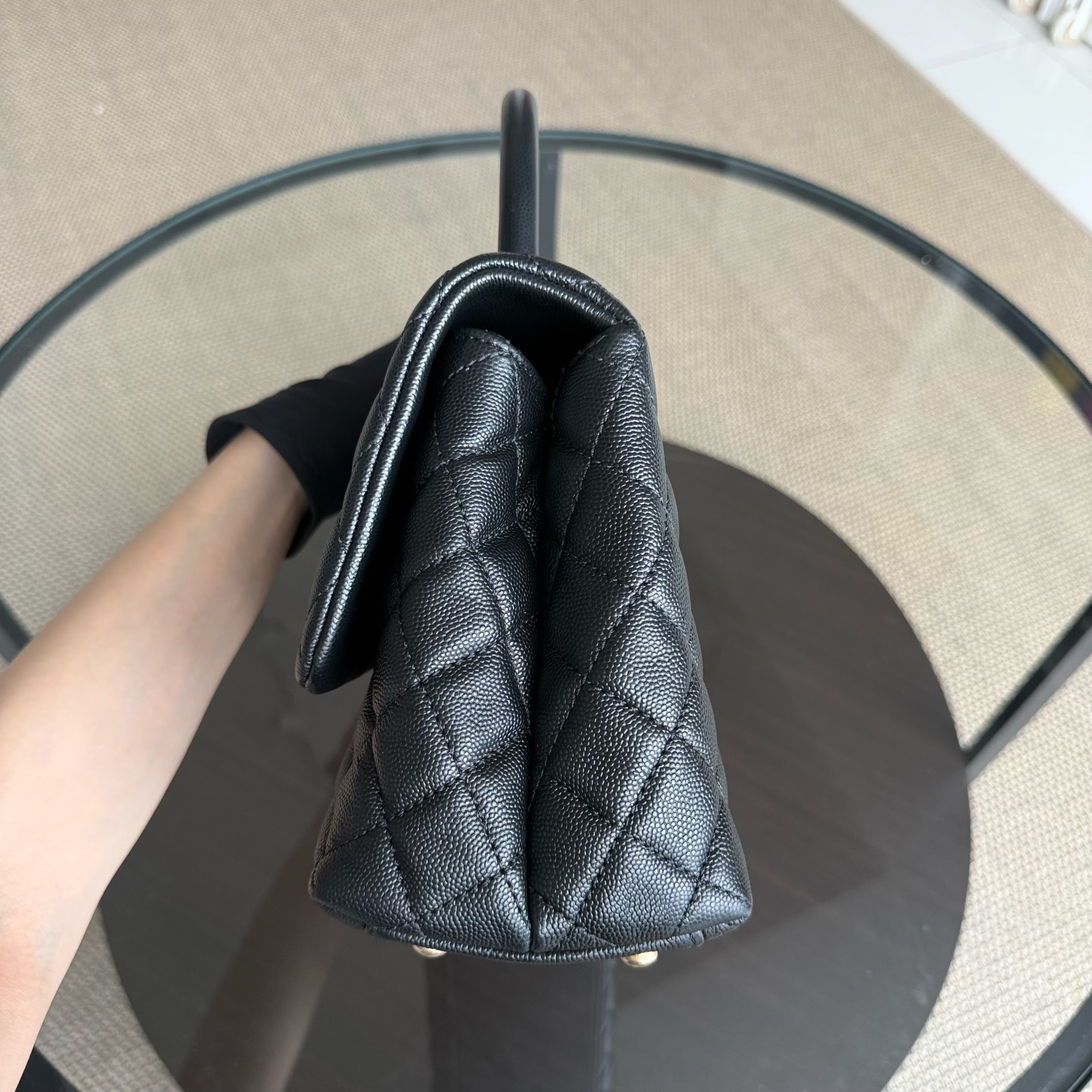 Chanel Coco Handle Medium - Caviar 29CM Quilted Black Gold Hardware Series 25