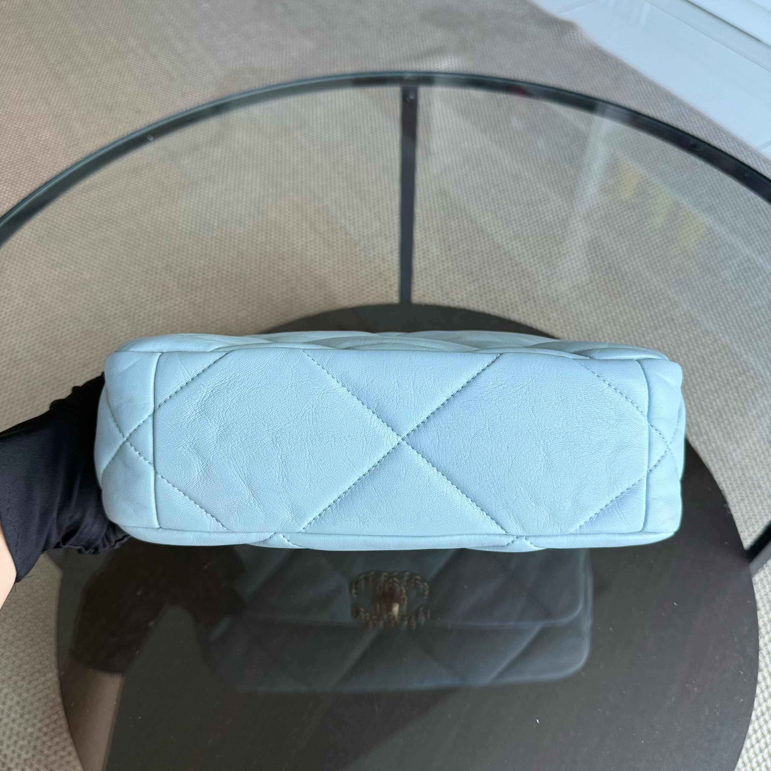 Chanel C19 Small 19 Bag Quilted Goatskin Light Blue Two-Tone Hardware Microchip