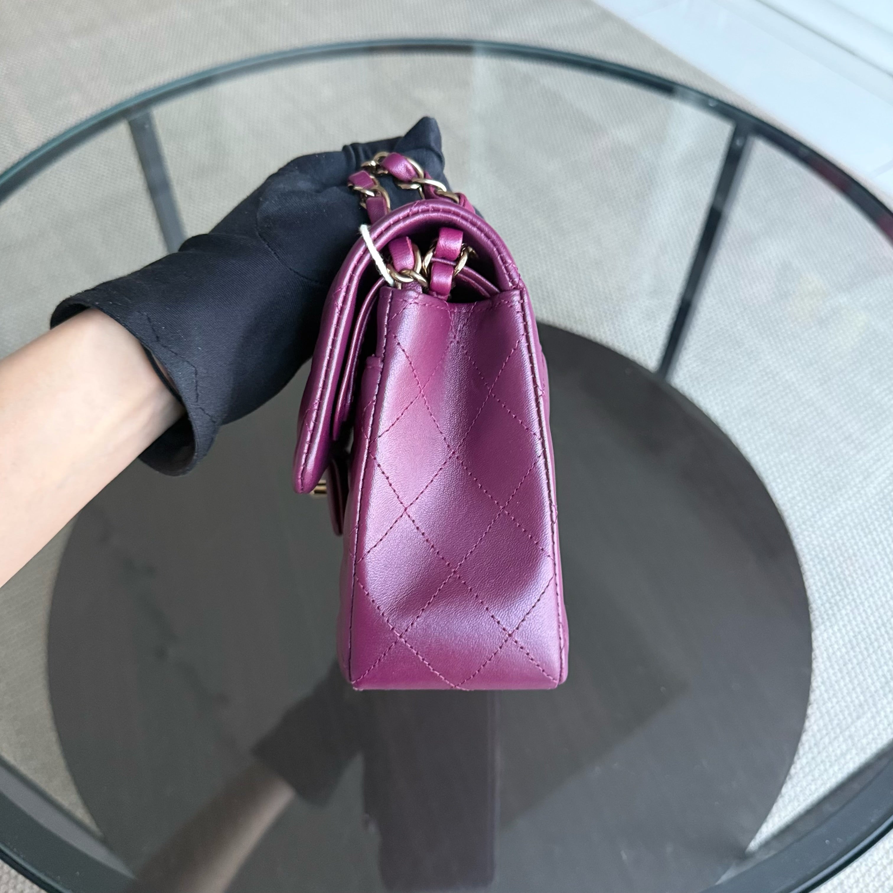 Chanel Classic Flap Small - Lambskin 23CM Quilted Purple Gold Hardware Microchip