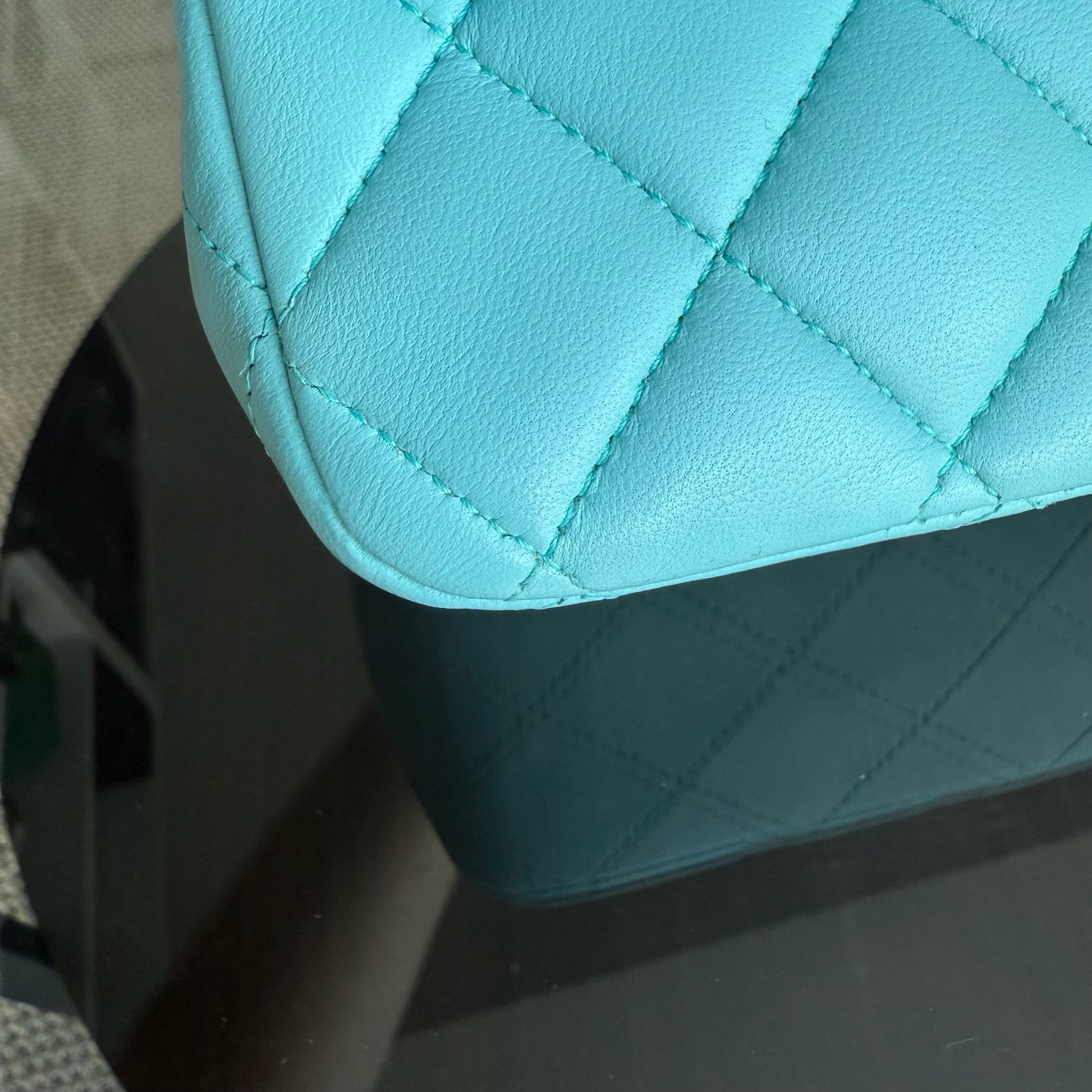 Chanel Classic Flap Medium - 25CM Quilted Lambskin Light Blue Silver Hardware Series 27
