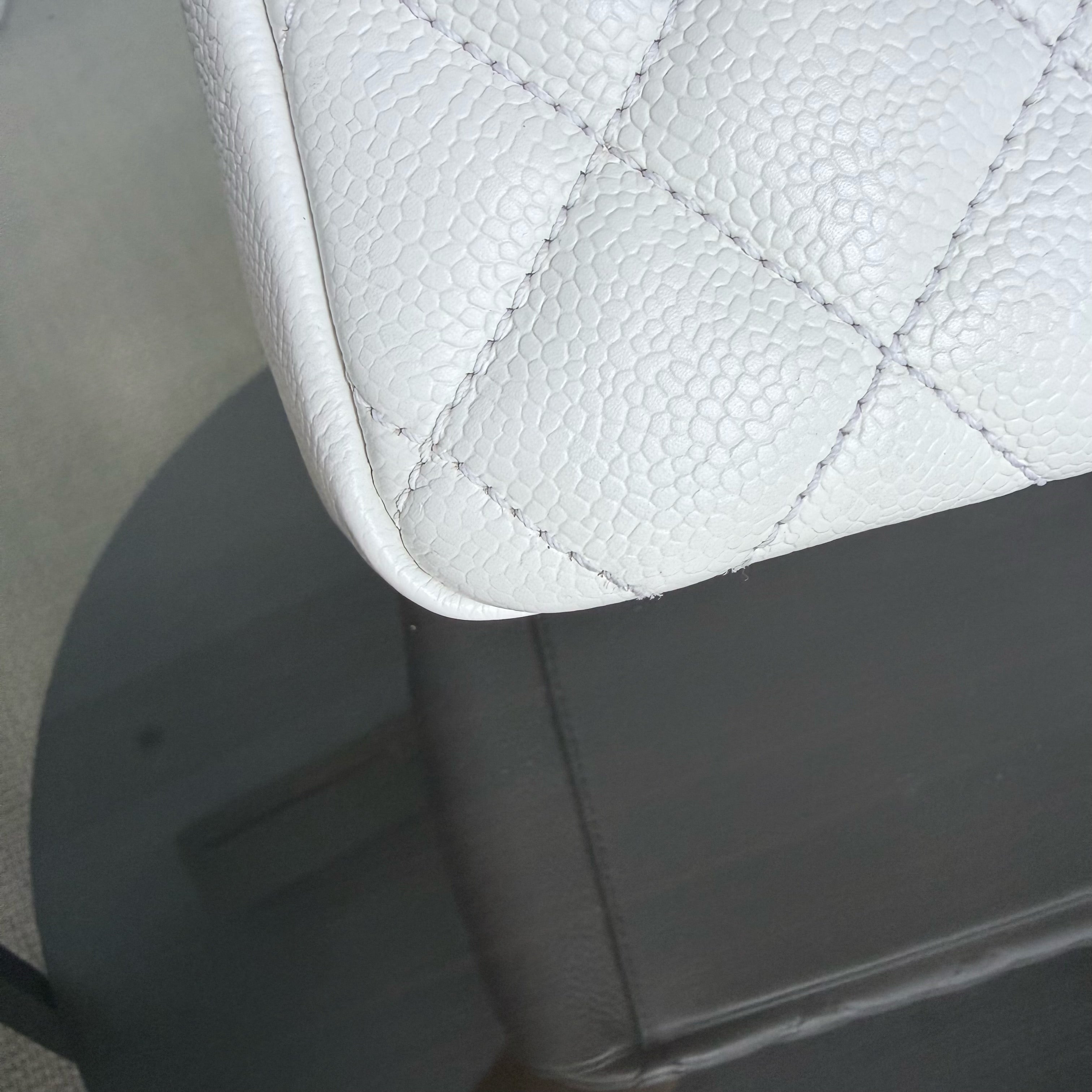 Chanel GST Grand Shopping Tote - Caviar Quilted White Silver Hardware Series 14