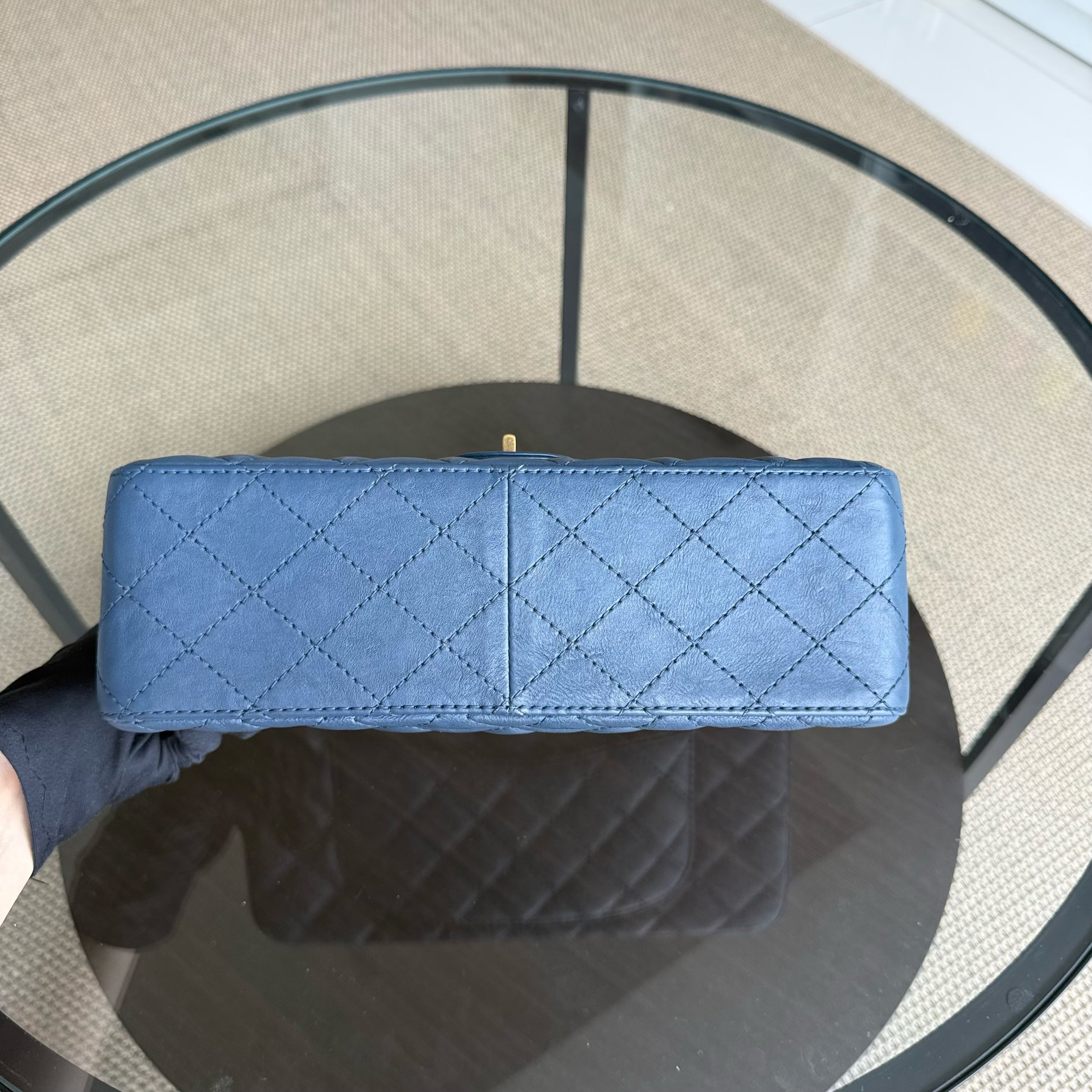 Chanel 2.55 Reissue 226 - Quilted Grained Calfskin Blue Gold Hardware Series 23