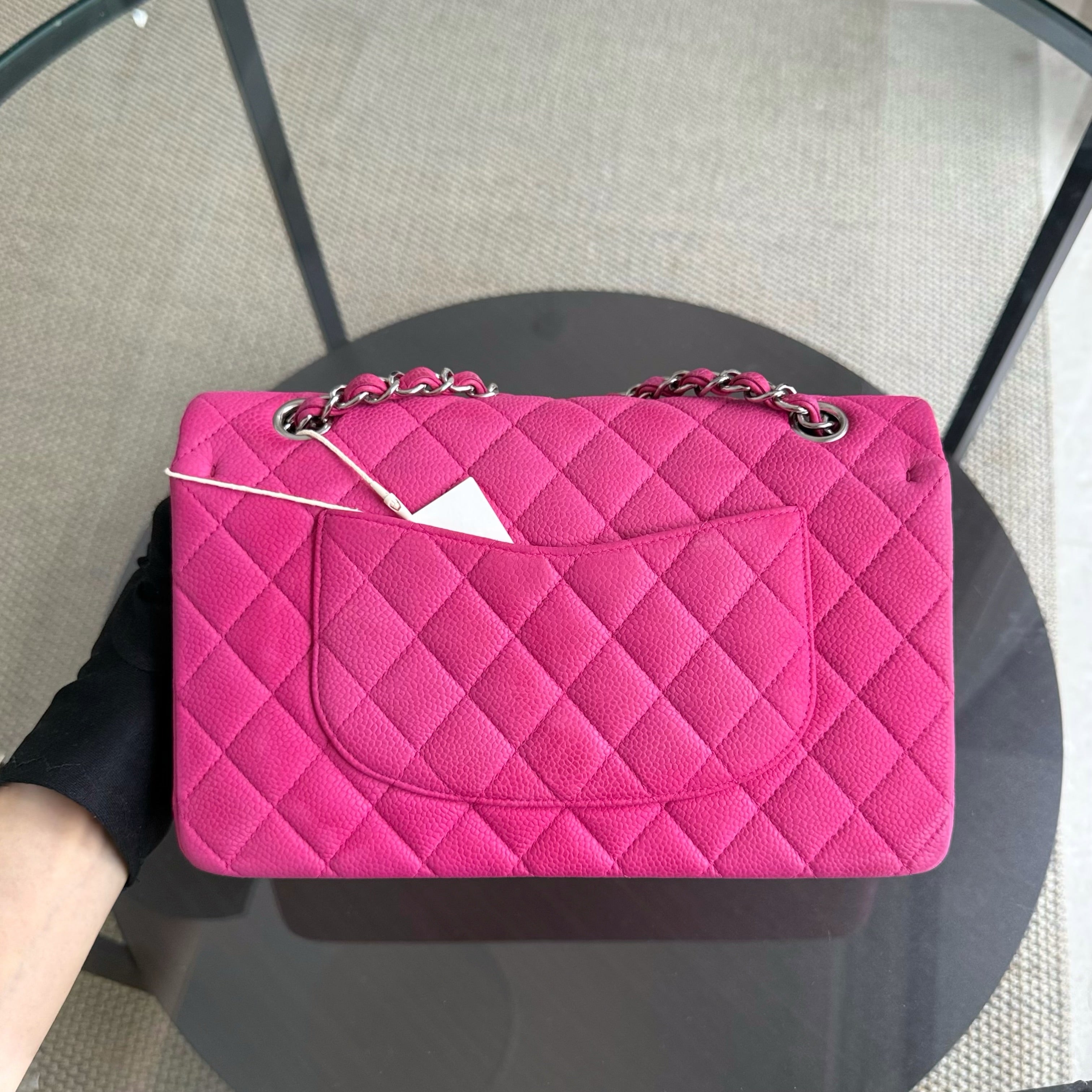 Chanel Classic Flap Medium - 25CM Quilted Caviar Pink Silver Hardware Series 18