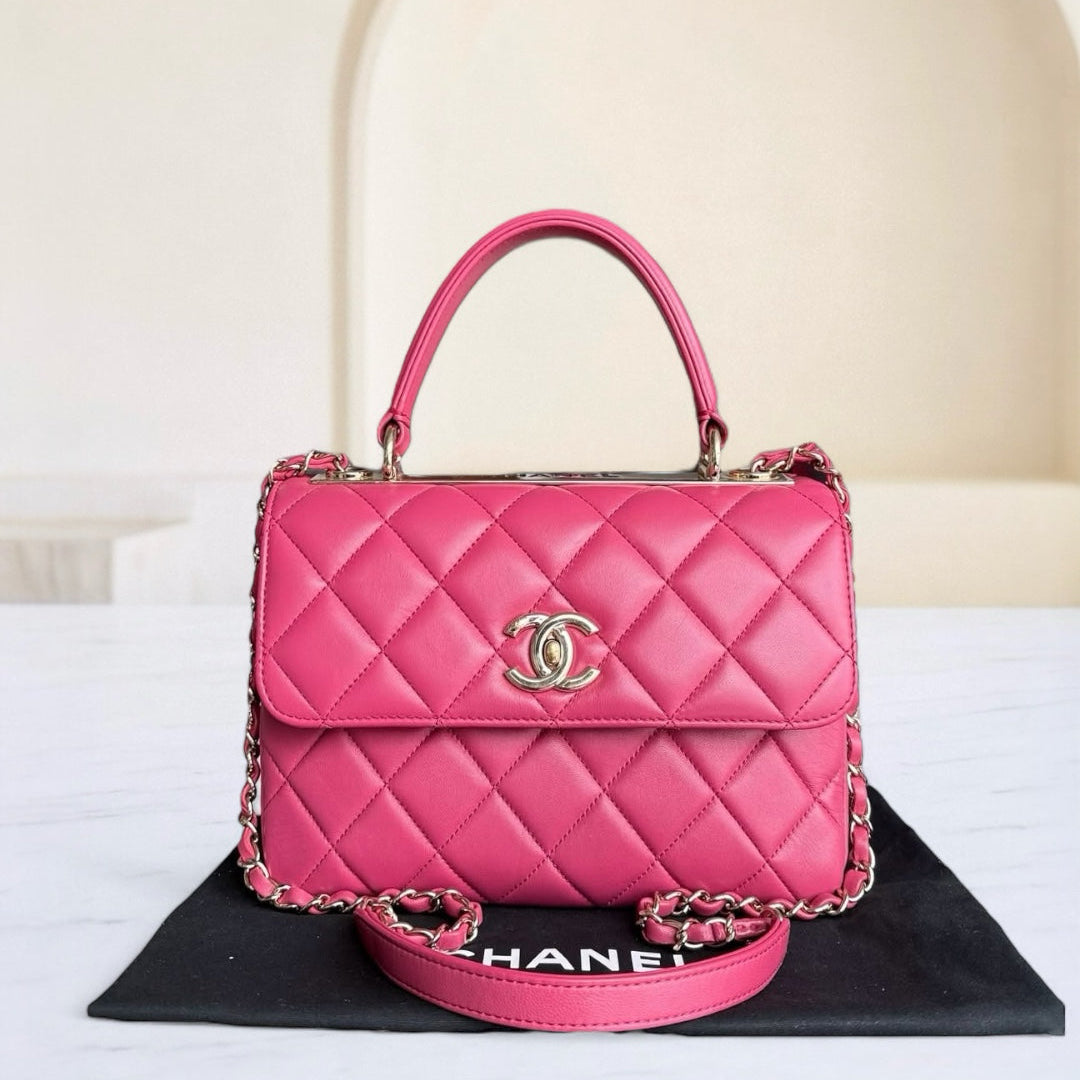 Chanel Trendy CC Small - Quilted Lambskin Hot Pink Gold Hardware Series 24