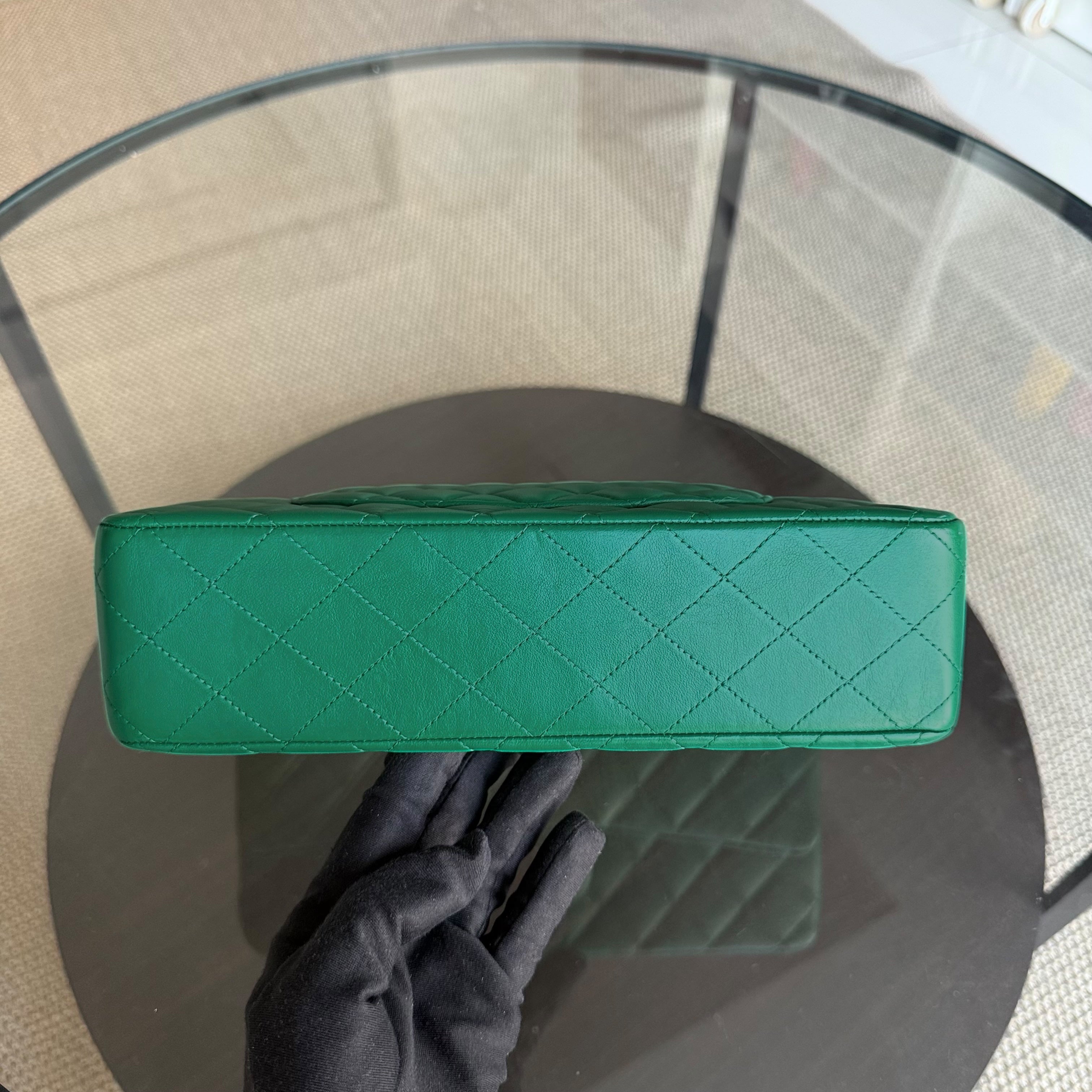 Chanel Classic Flap Medium - 25CM Quilted Lambskin Dark Green Silver Hardware Series 23