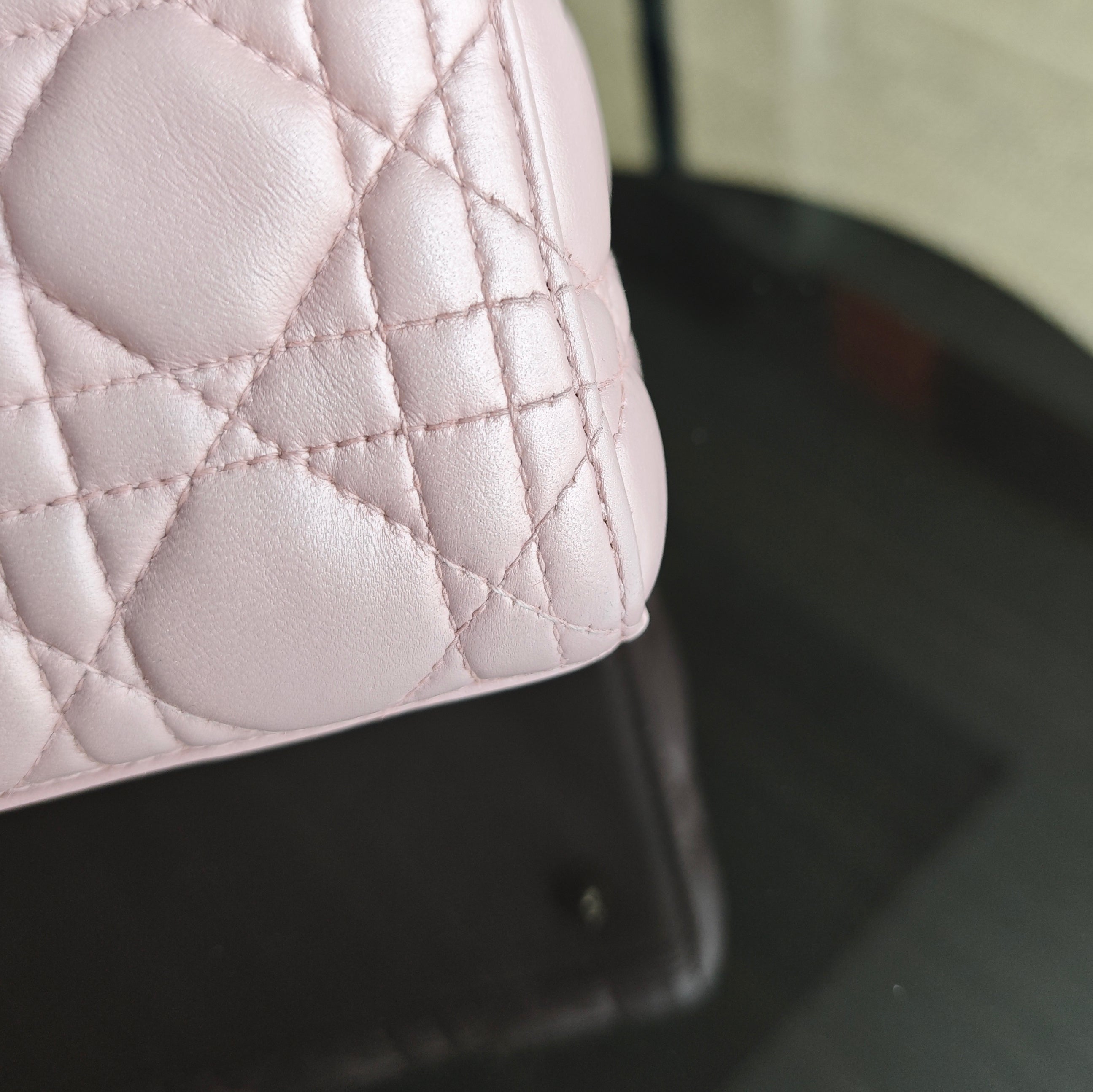 Lady Medium Cannage Lambskin Pink Gold Hardware