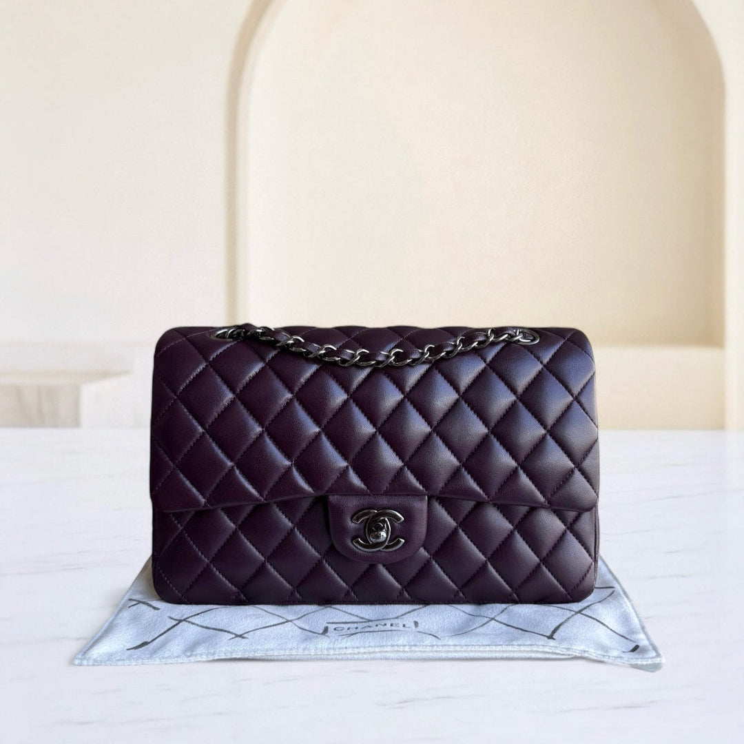 Chanel Classic Flap Medium - 25CM Quilted Lambskin Purple Black Hardware Series 15