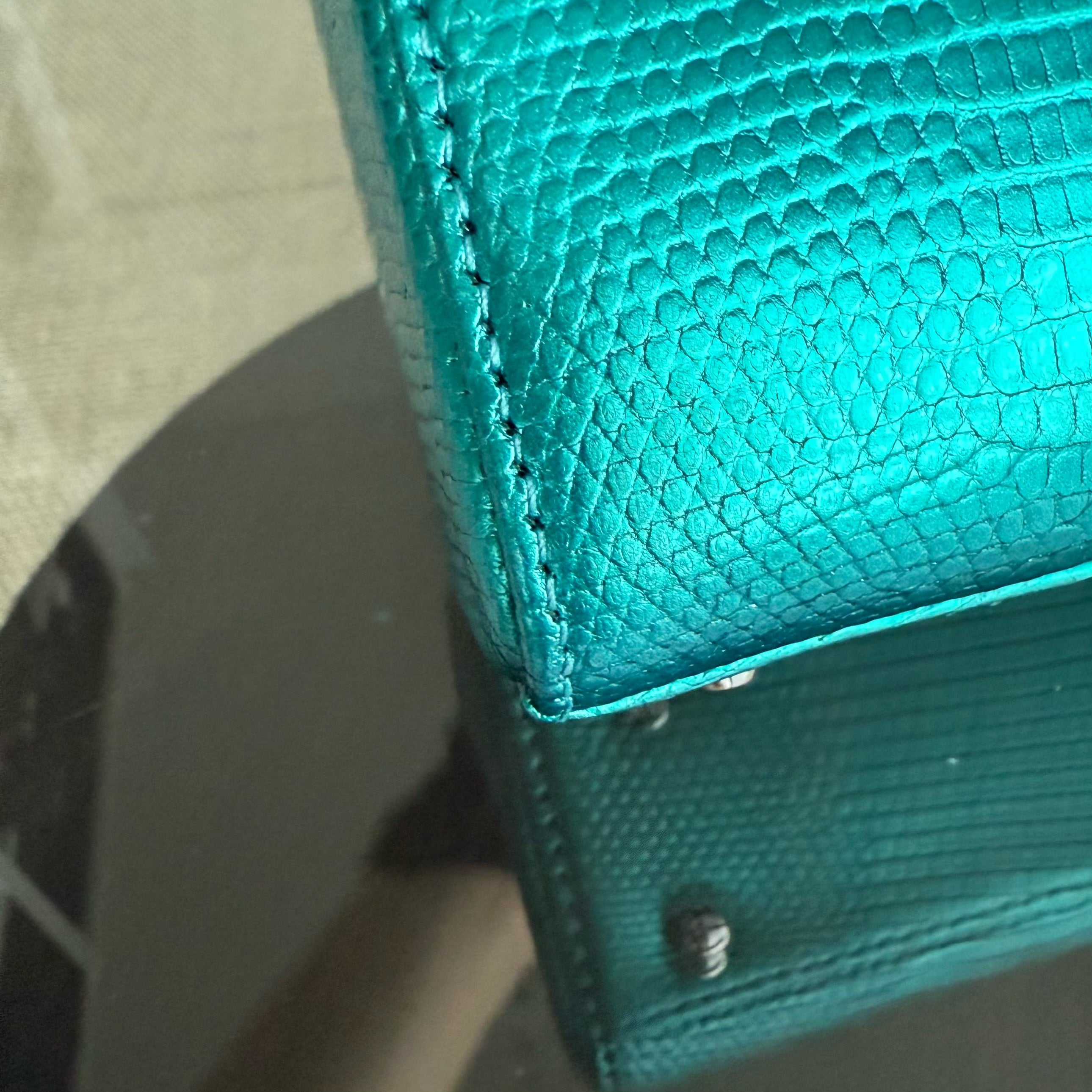 Dior Lady Mini - Exotic Lizard Green color Silver Hardware