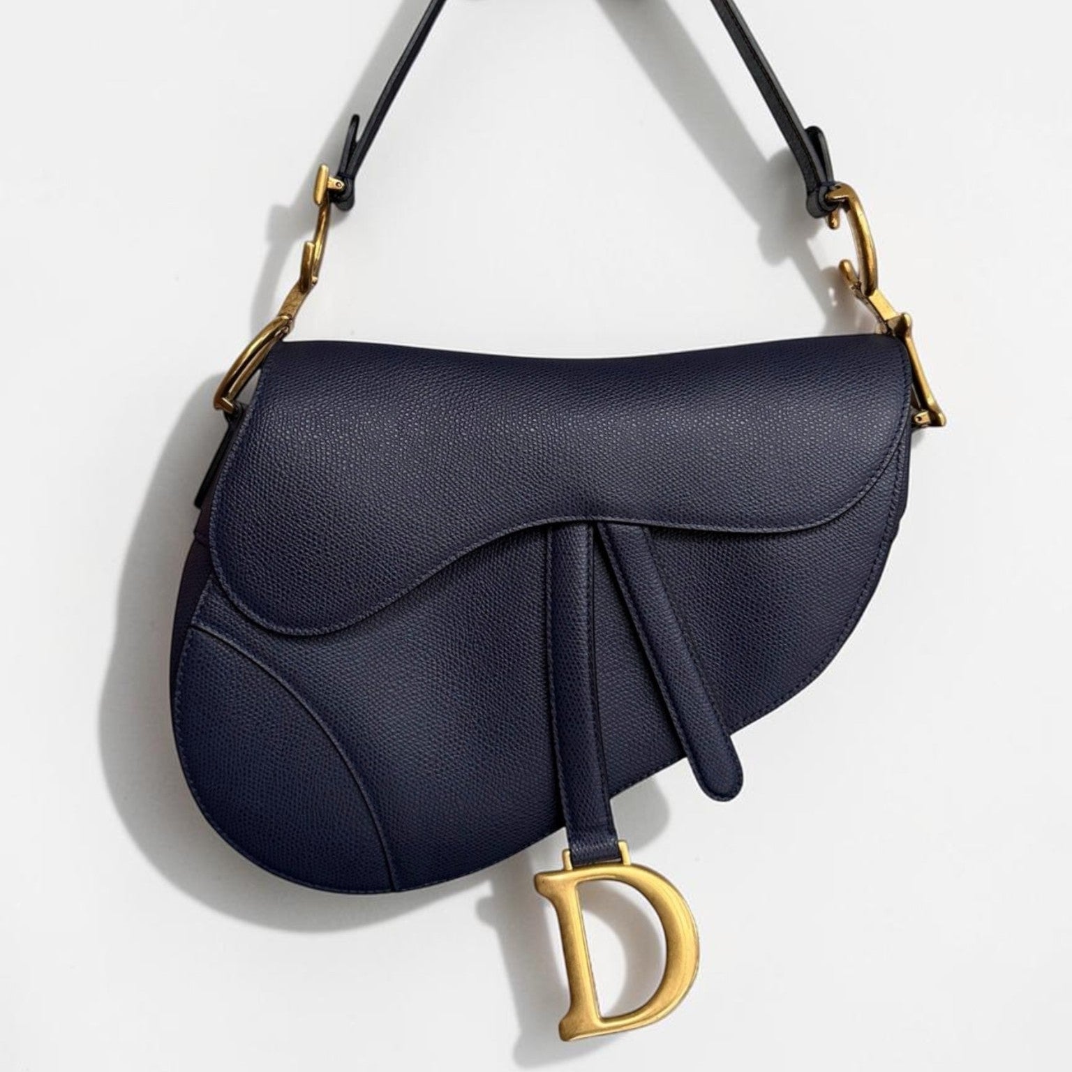Dior Saddle Medium - Caviar Dark Blue Gold Hardware