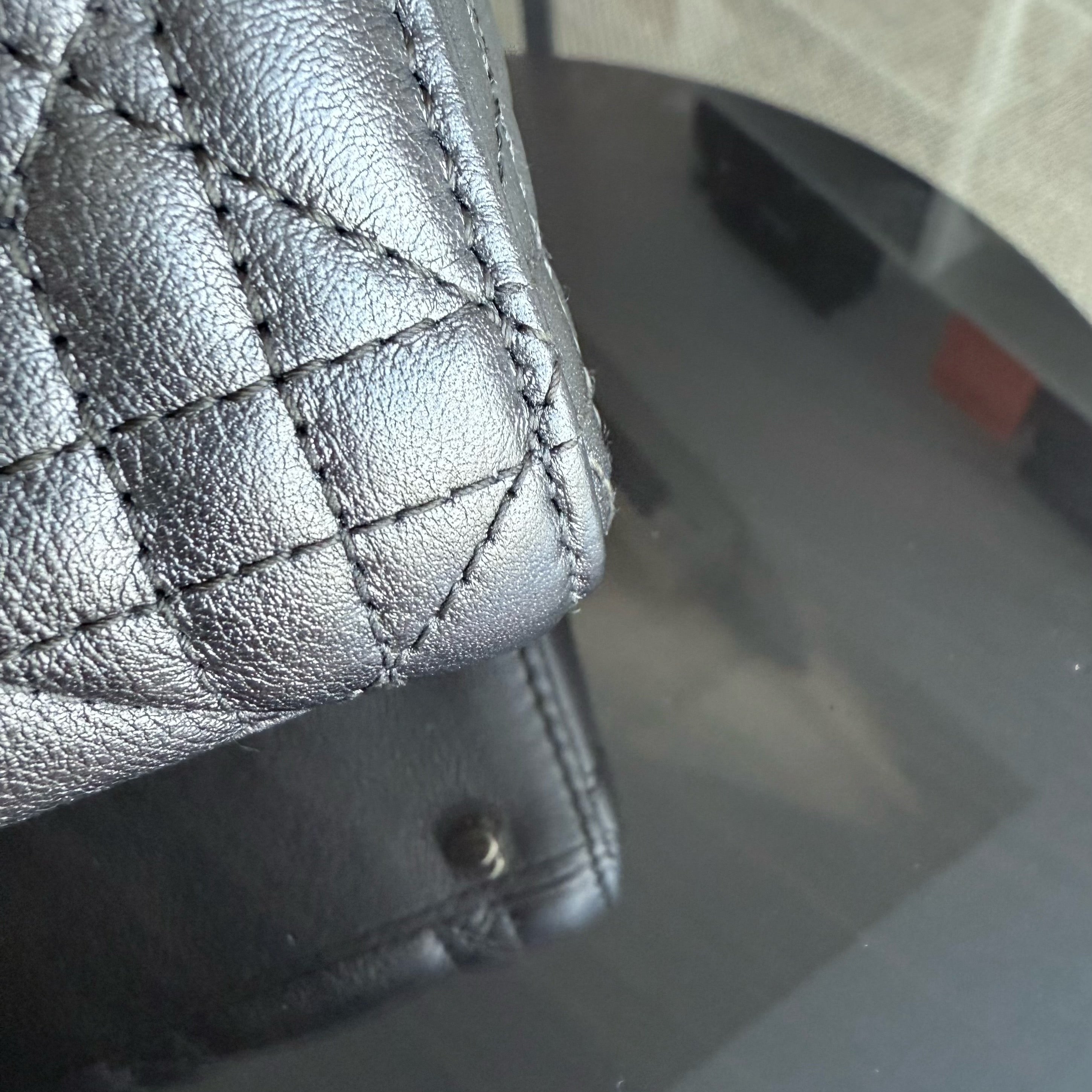 Dior Lady Mini - Cannage Calfskin Gunmetal Gold Hardware Chain Strap