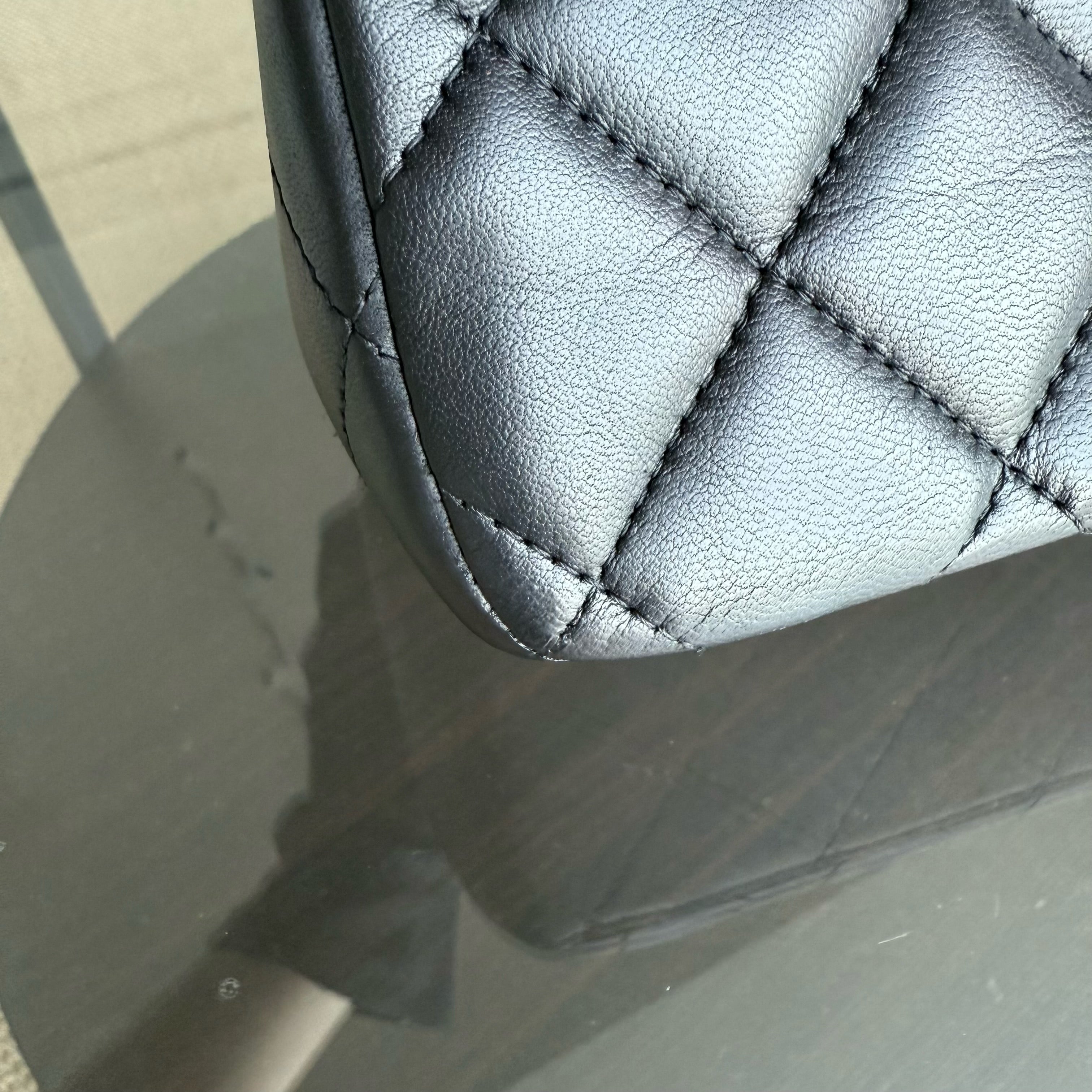 Chanel Classic Flap Jumbo - 30CM Single Flap Quilted Lambskin Black Gold Hardware Series 13