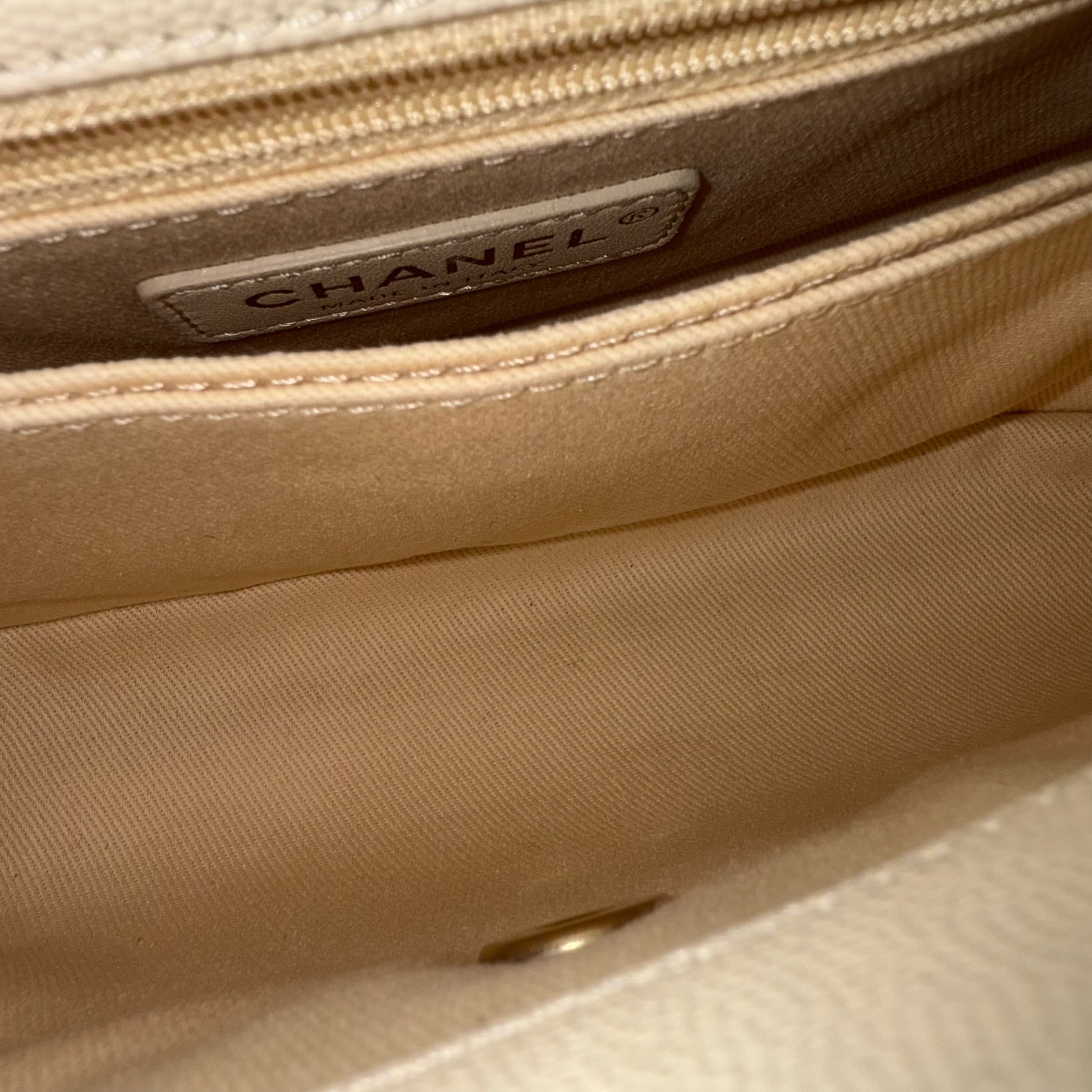 Chanel Coco Handle Small - Caviar Quilted White Gold Hardward 24