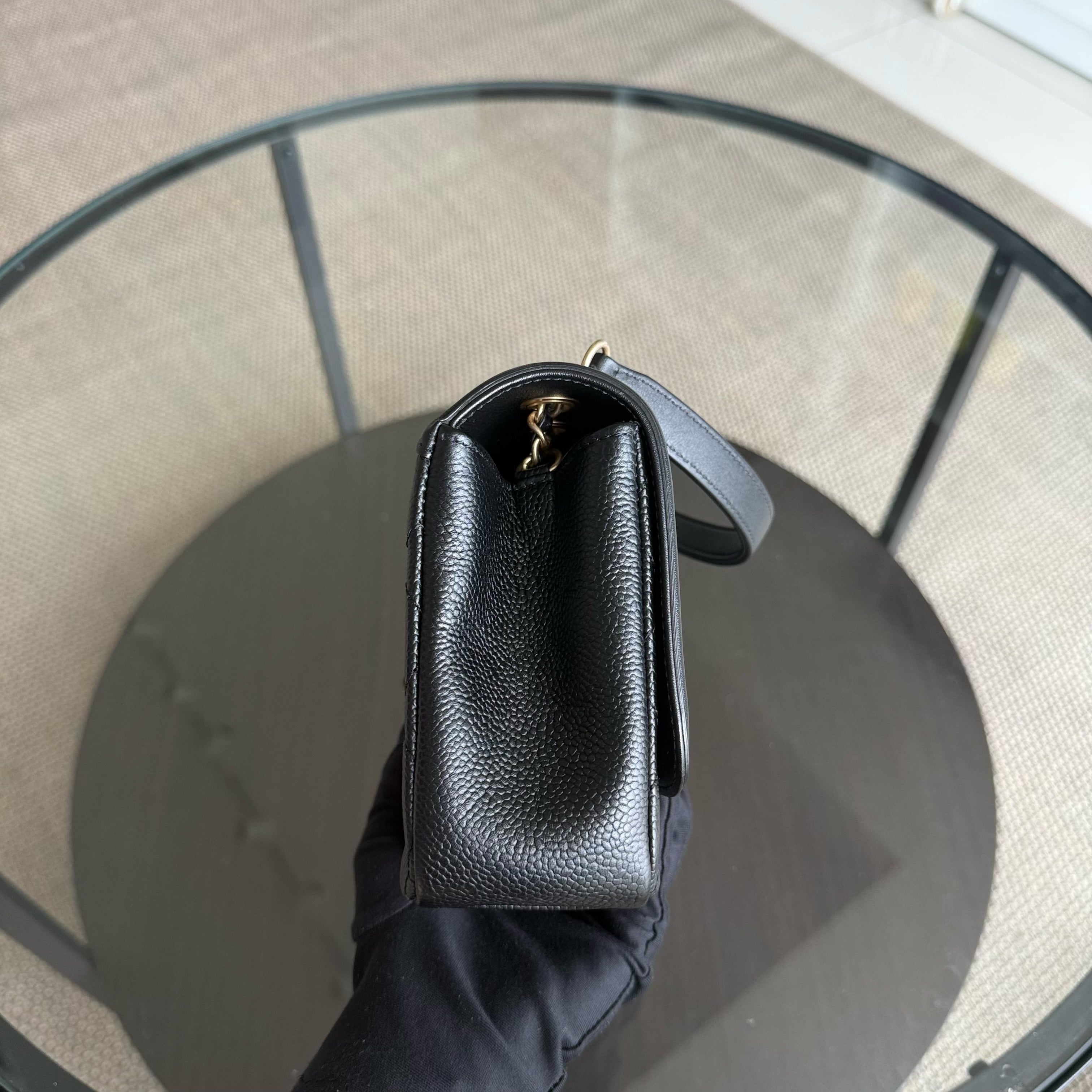 Chanel Filigree CC Small - Caviar Quilted Grained Calfskin Black Gold Hardware Series 22