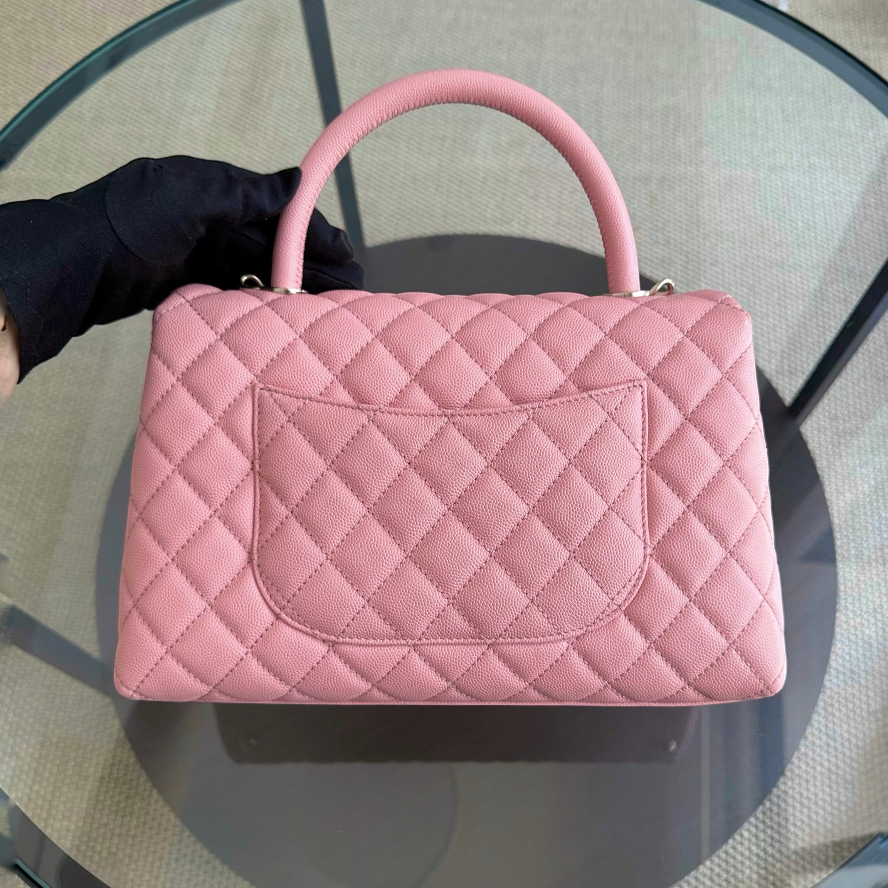 Chanel Coco Handle Medium - Caviar 29CM Quilted Pink Gold Hardware Series 27