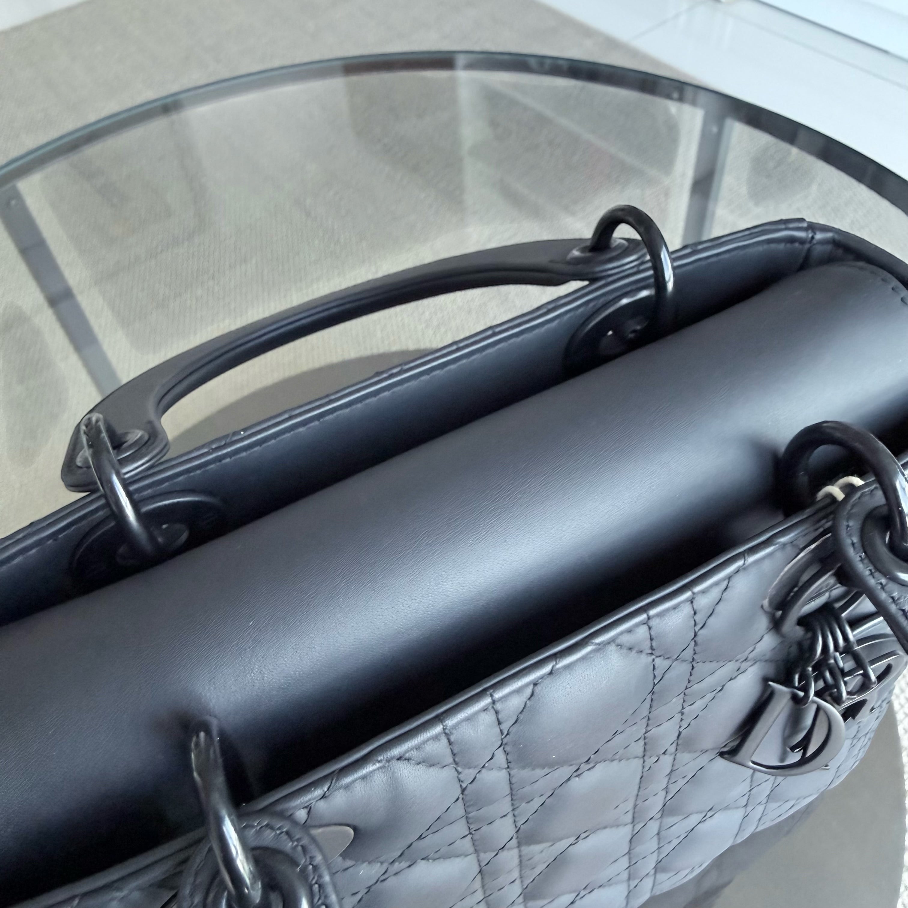 *Flap Open* Dior Lady Medium - Calfskin So Black Black Hardware NO STRAP