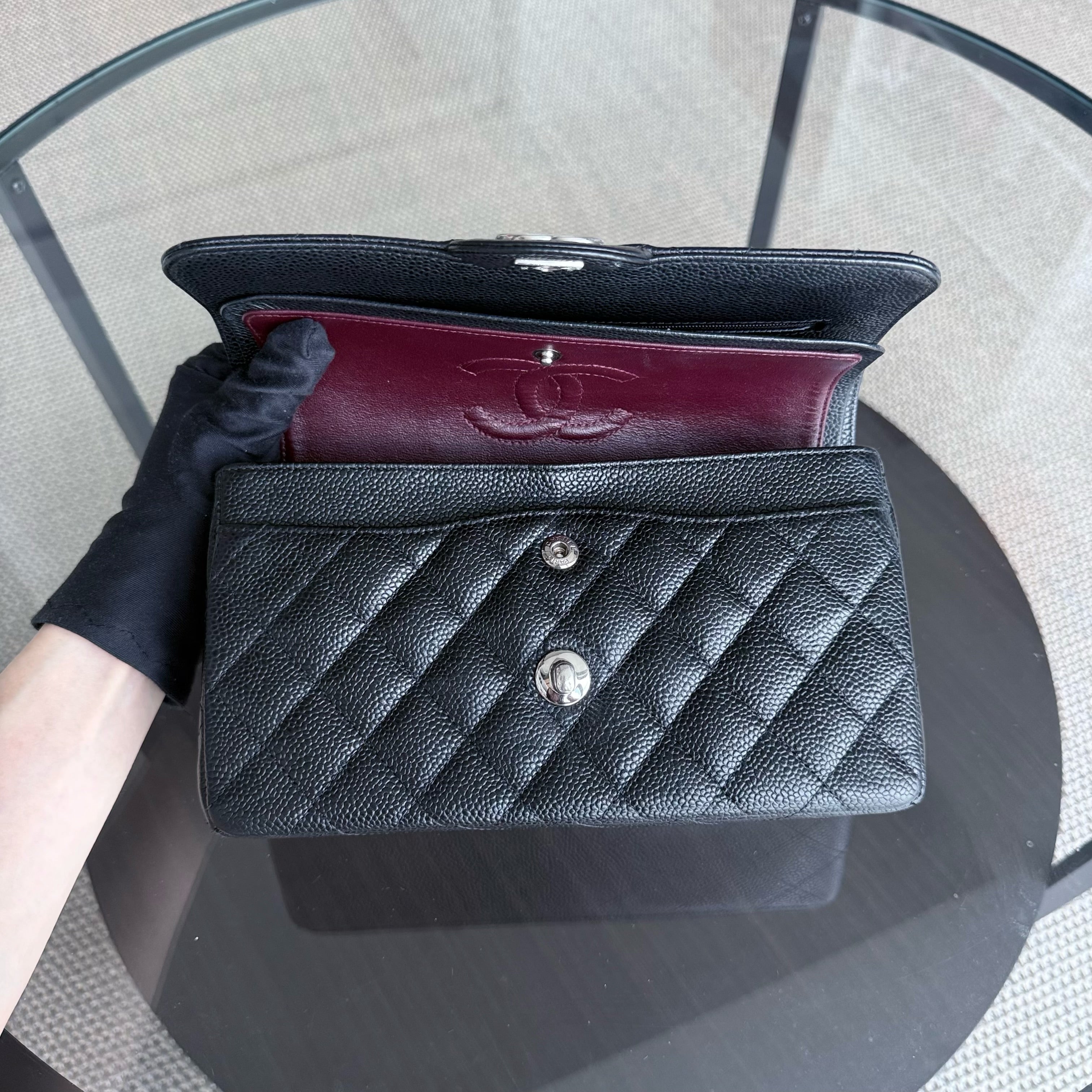 Chanel Classic Flap Small - 23CM Quilted Caviar Black Silver Hardware Series 19 19