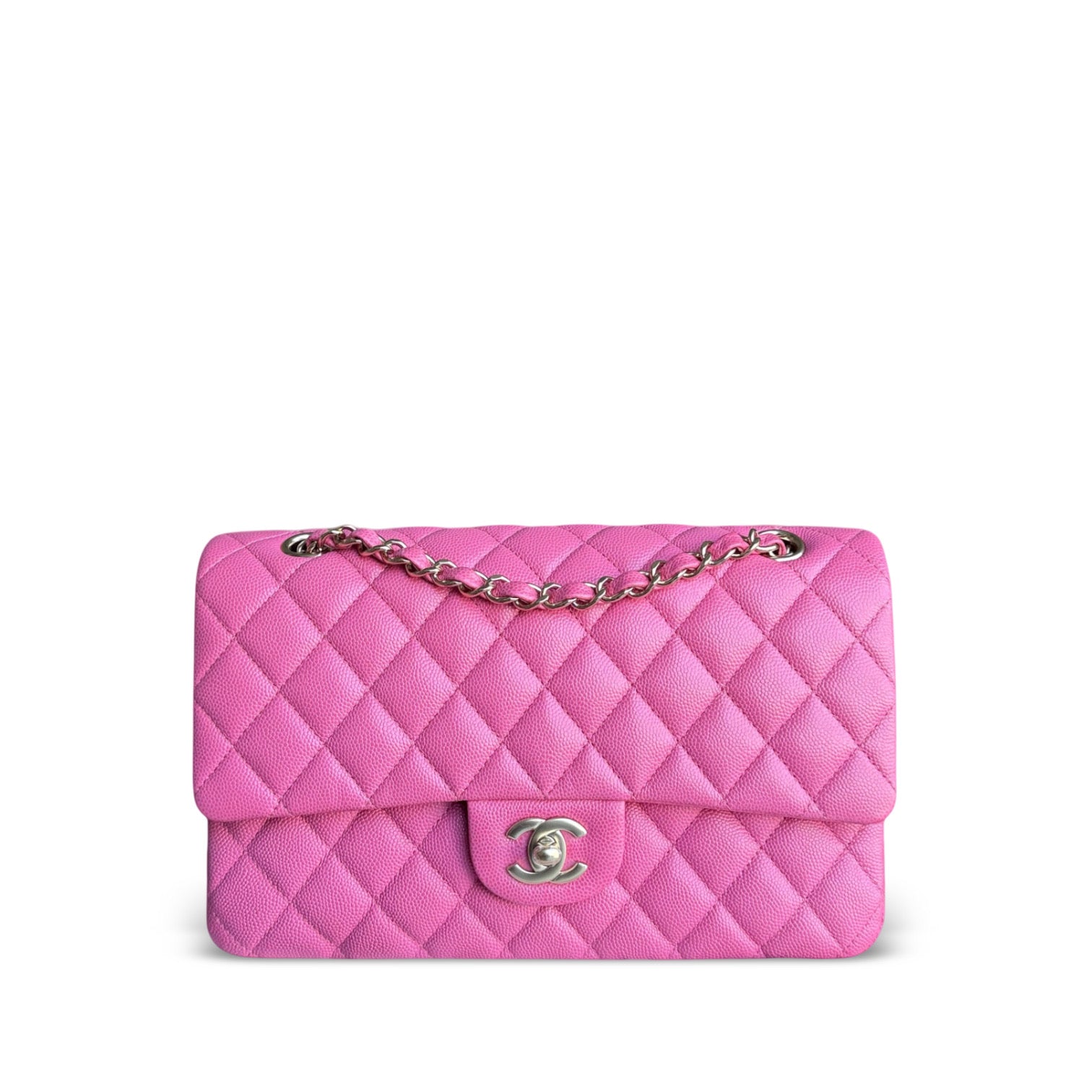 Chanel Classic Flap Medium - Caviar 25CM Quilted Grained Calfskin Barbie Pink Gold Hardware Series 27