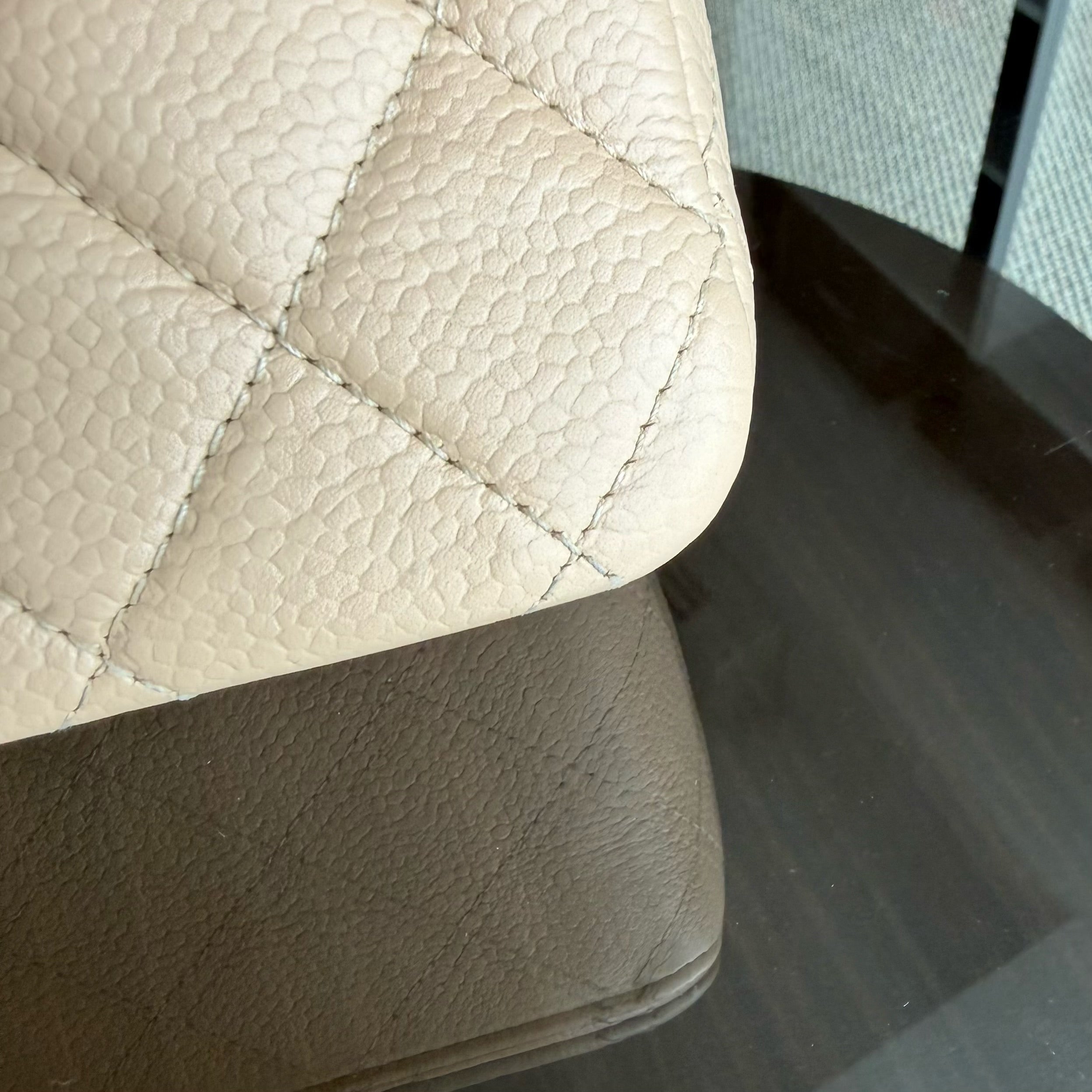 Chanel Classic Flap Medium - 25CM Quilted Caviar Beige Silver Hardware Series 12